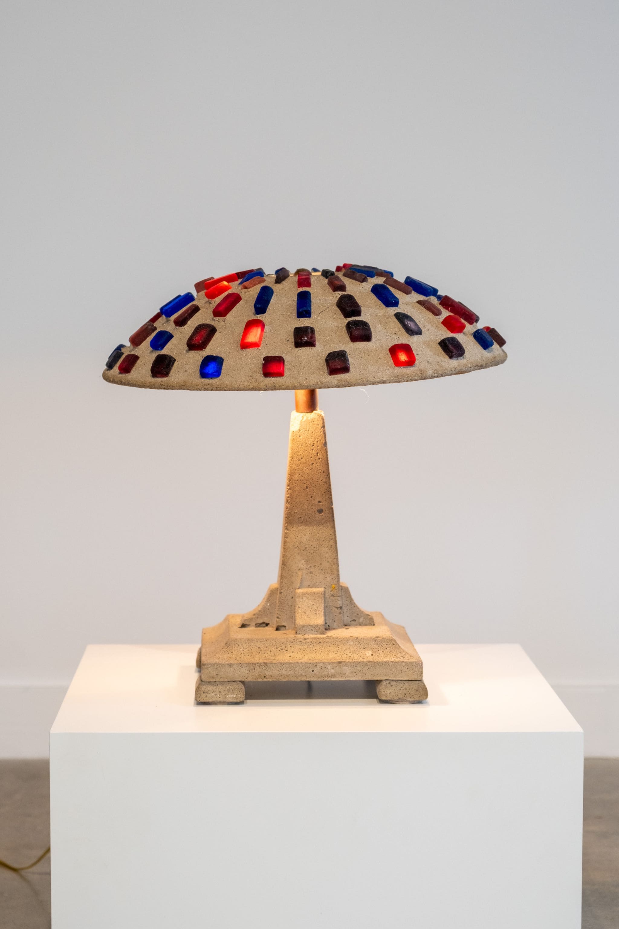 Brutalist Glass and Concrete Table Lamp