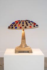 Brutalist Glass and Concrete Table Lamp