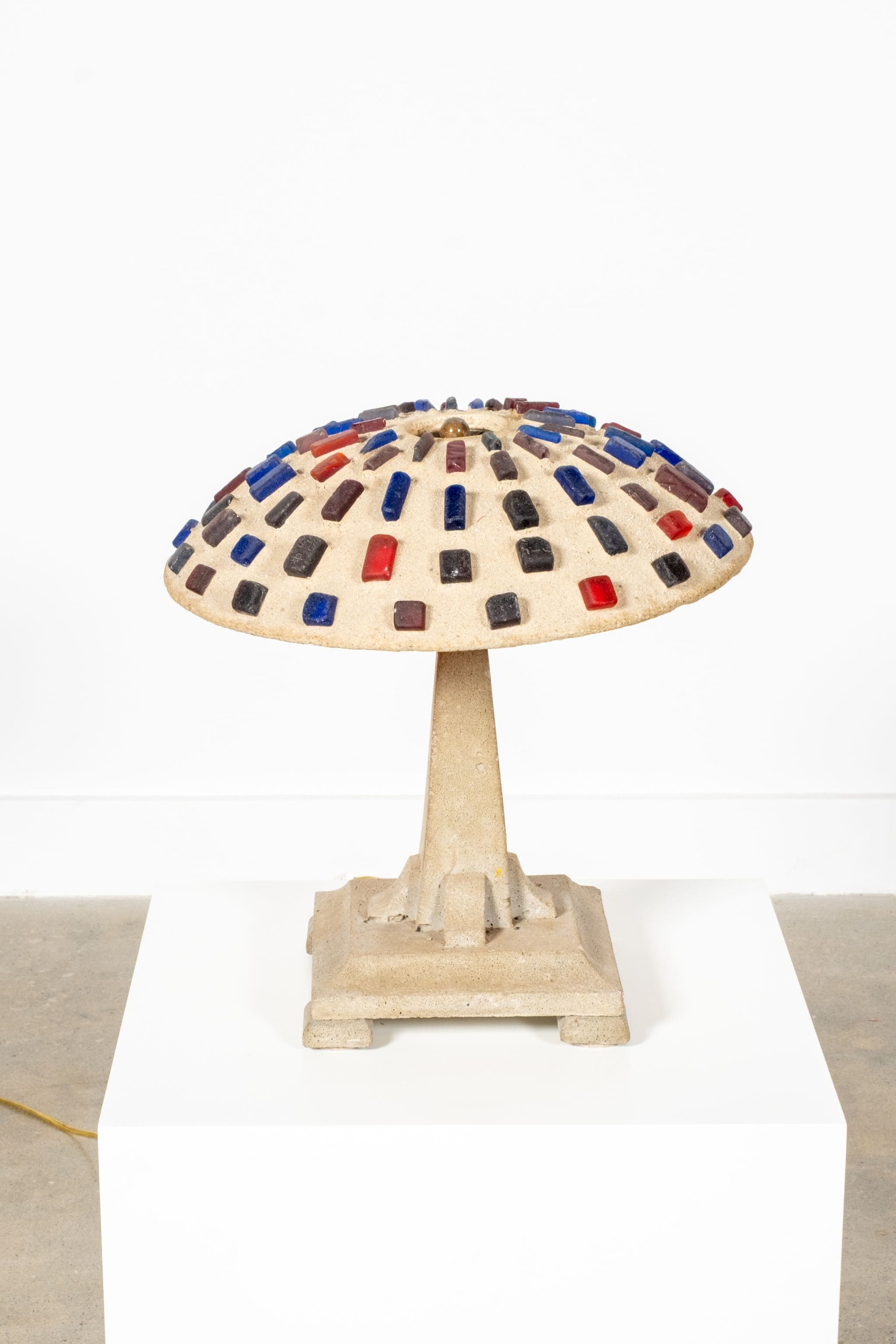 Brutalist Glass and Concrete Table Lamp