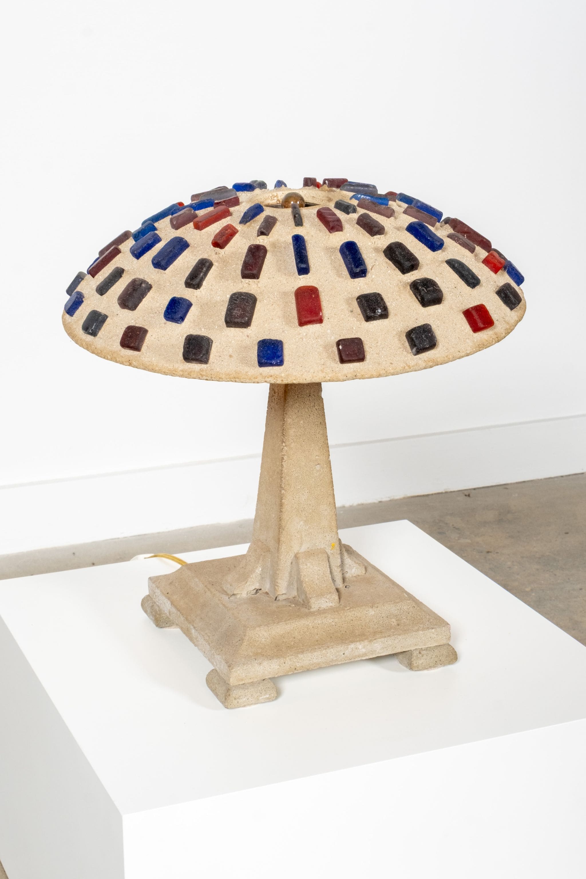 Brutalist Glass and Concrete Table Lamp