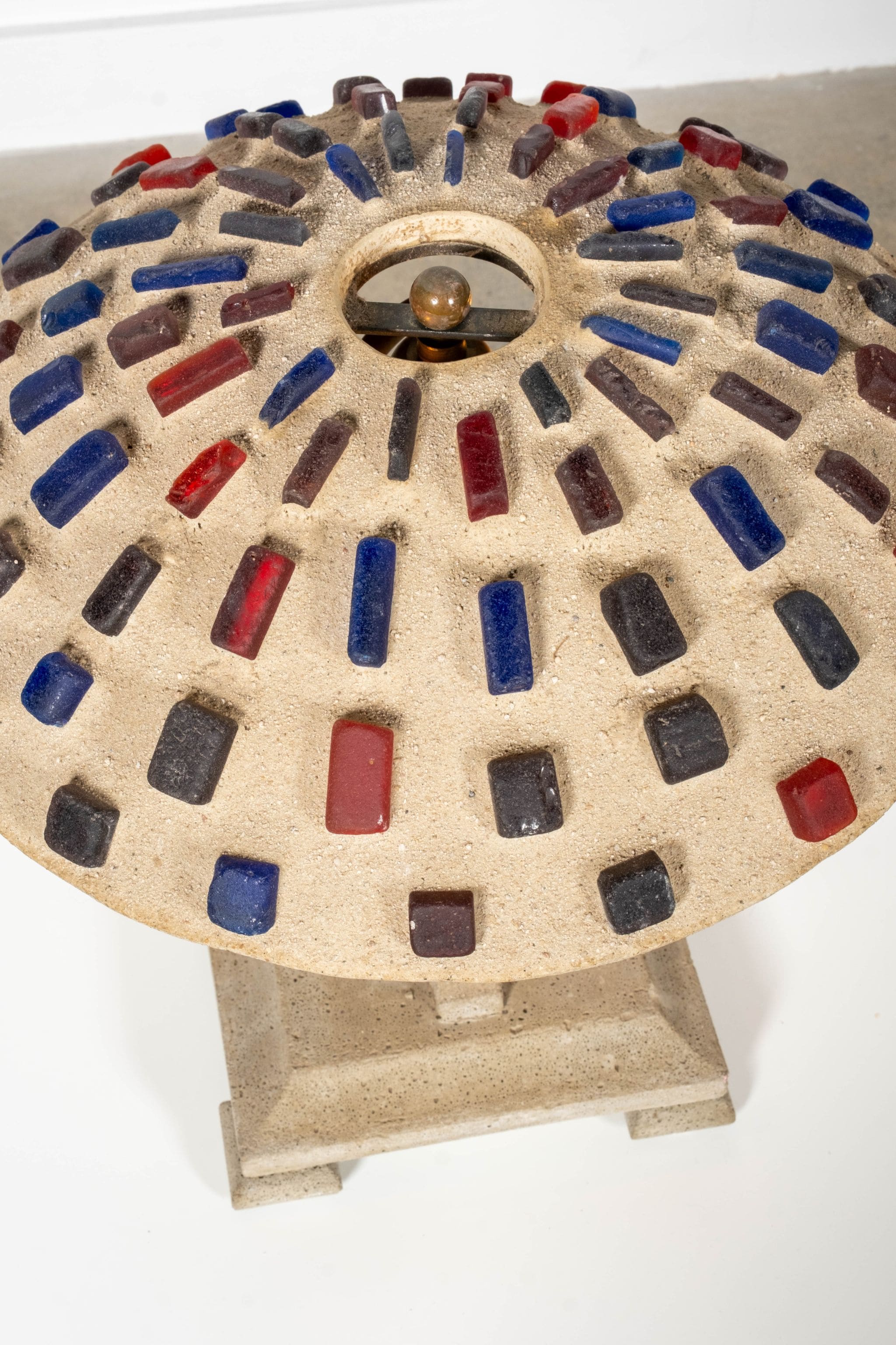 Brutalist Glass and Concrete Table Lamp