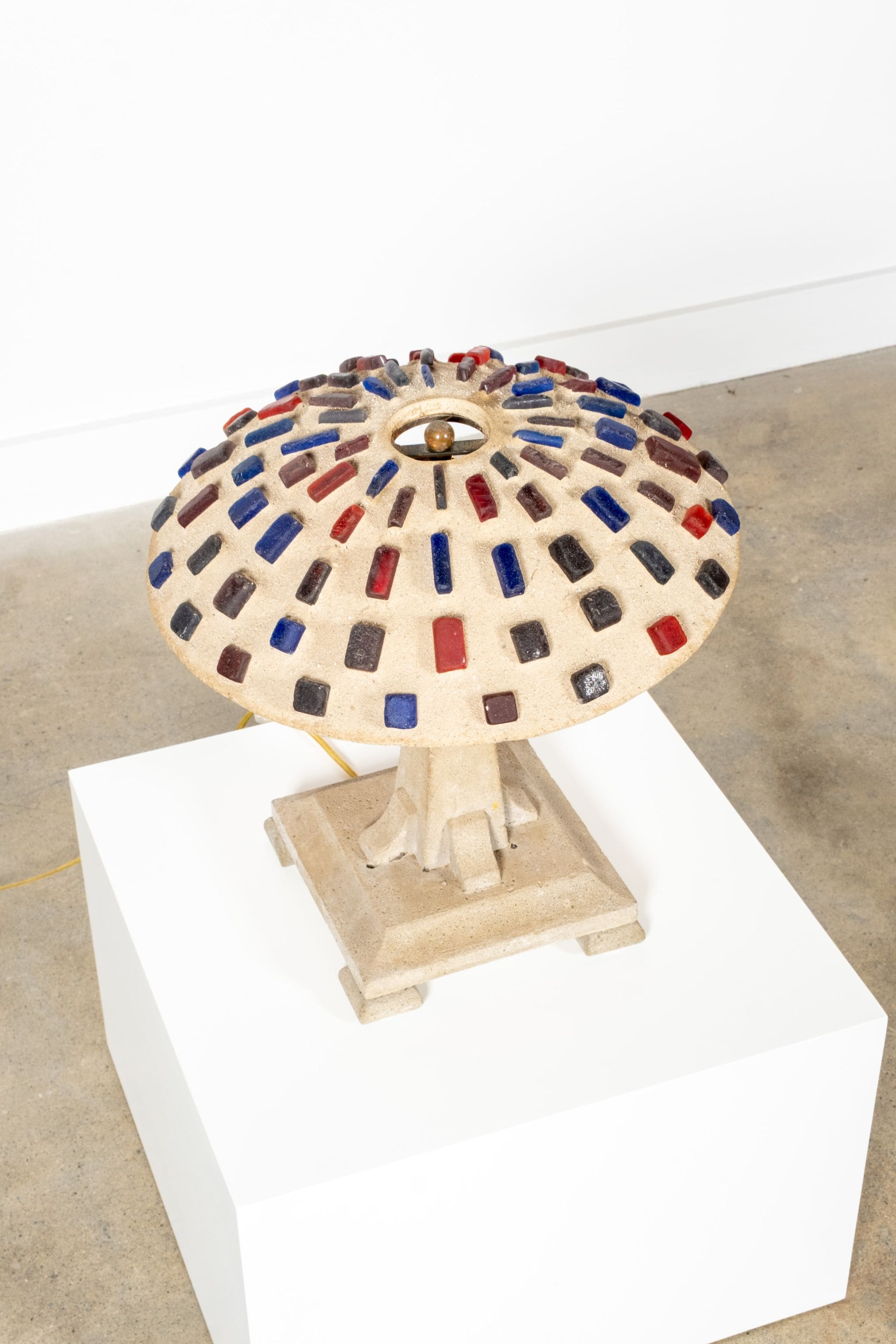 Brutalist Glass and Concrete Table Lamp
