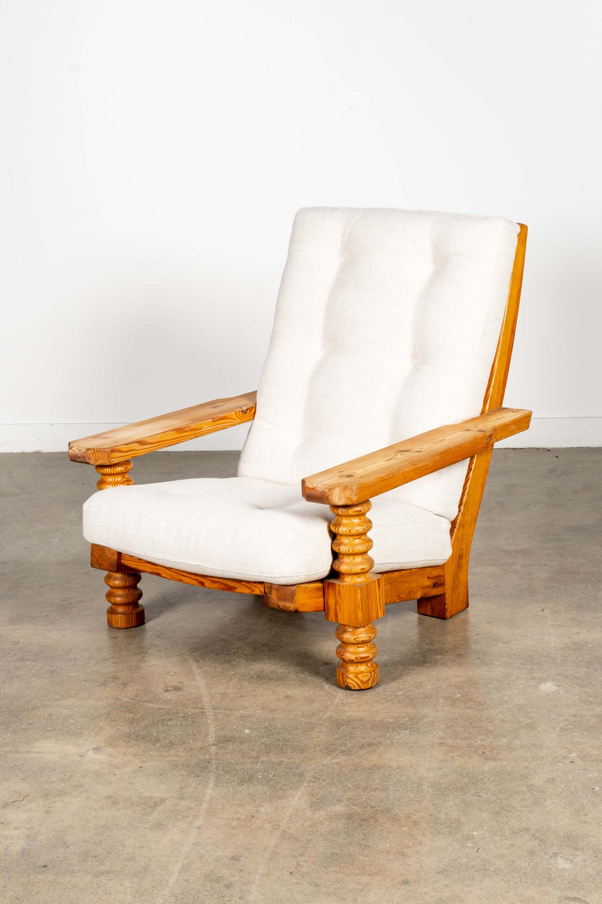 Brutalist Pine Spool Armchair