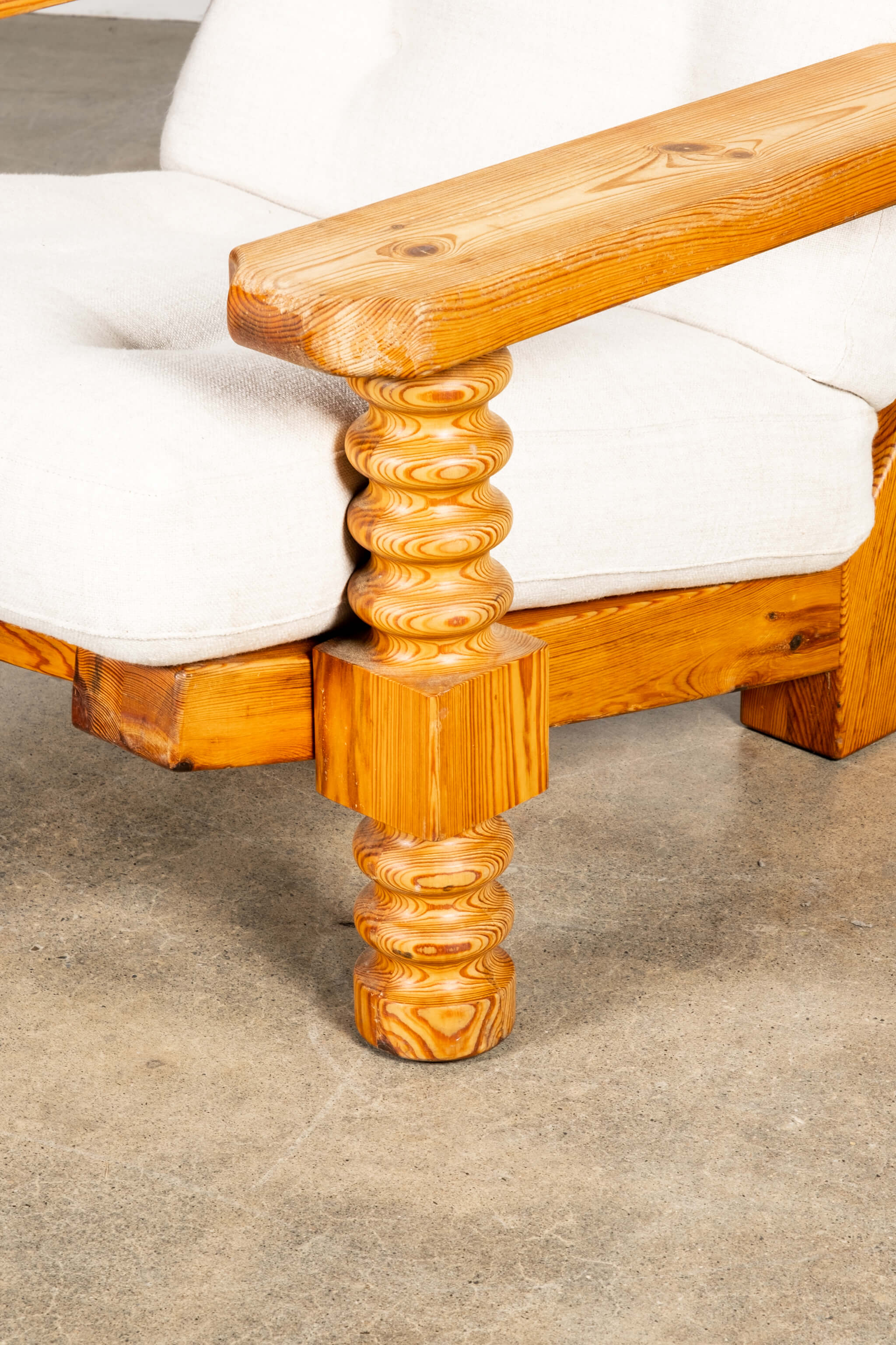 Brutalist Pine Spool Armchair