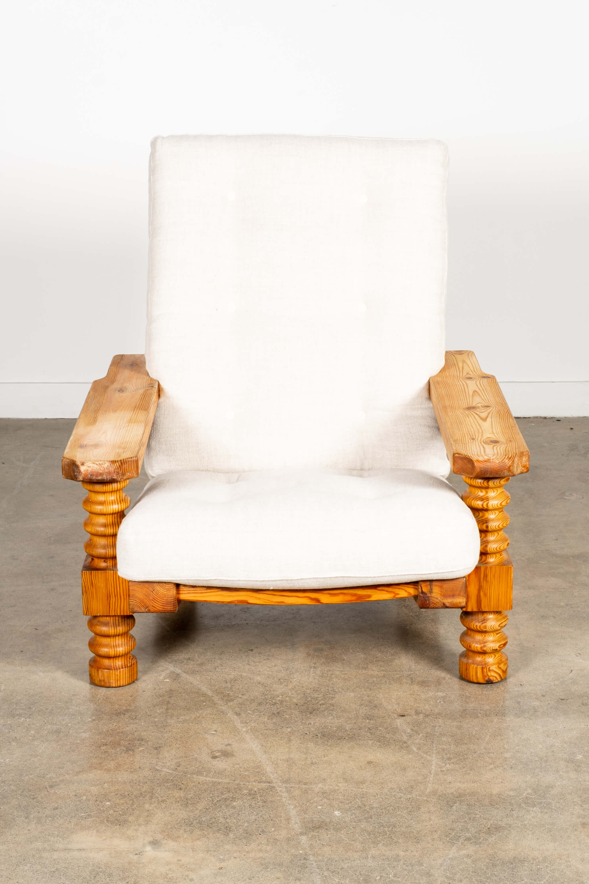 Brutalist Pine Spool Armchair