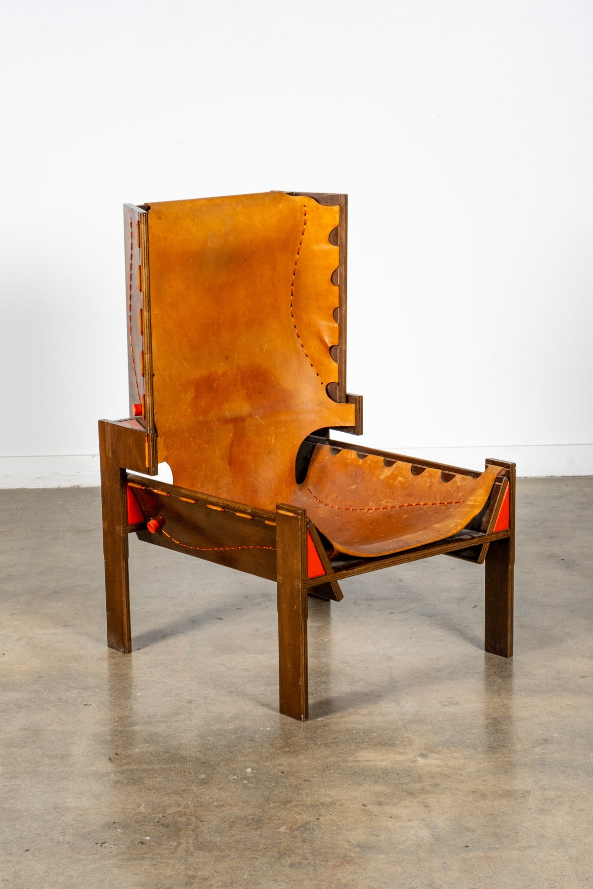 Brutalist Highback Leather Chair