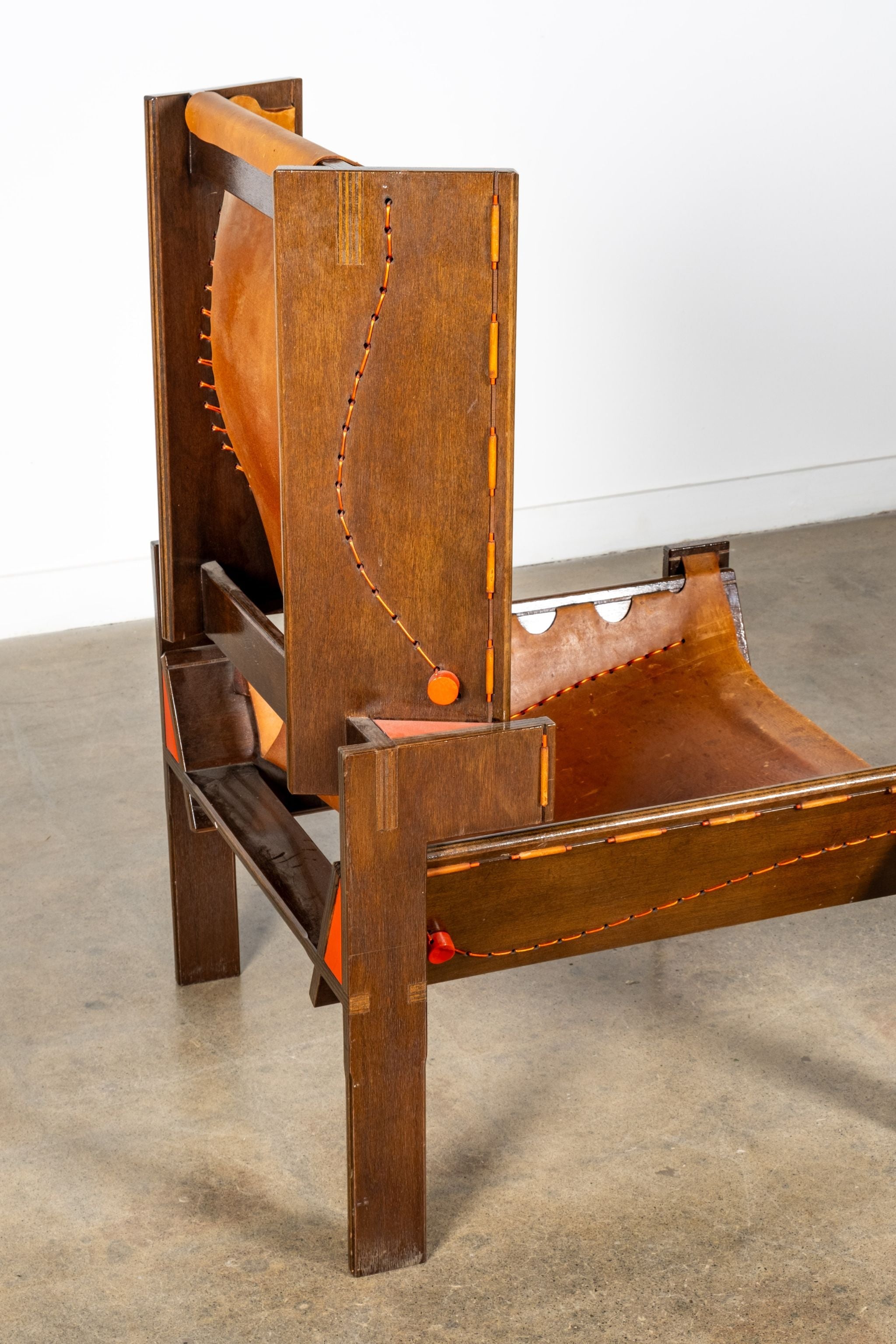 Brutalist Highback Leather Chair