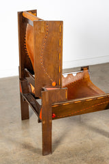 Brutalist Highback Leather Chair