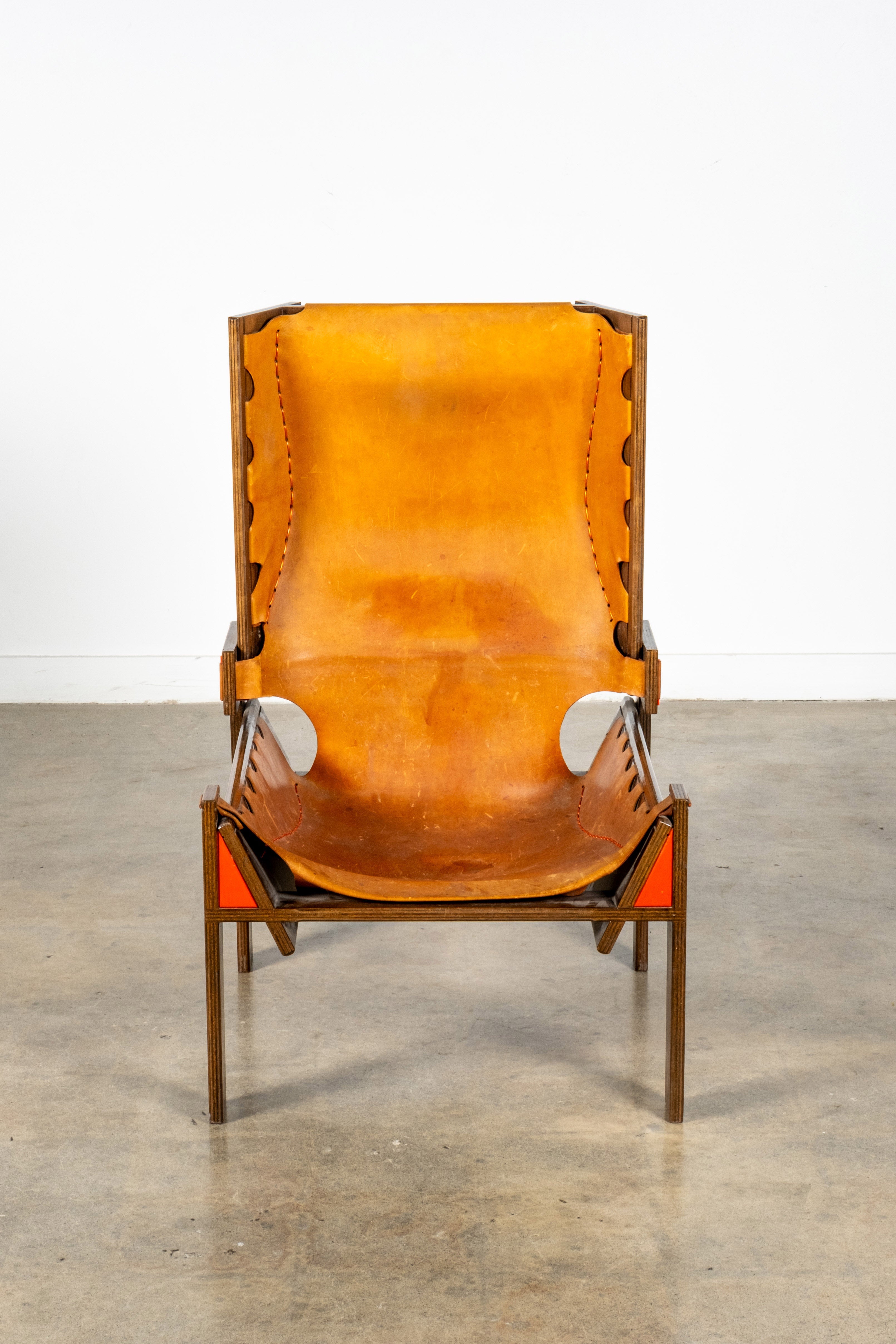 Brutalist Highback Leather Chair