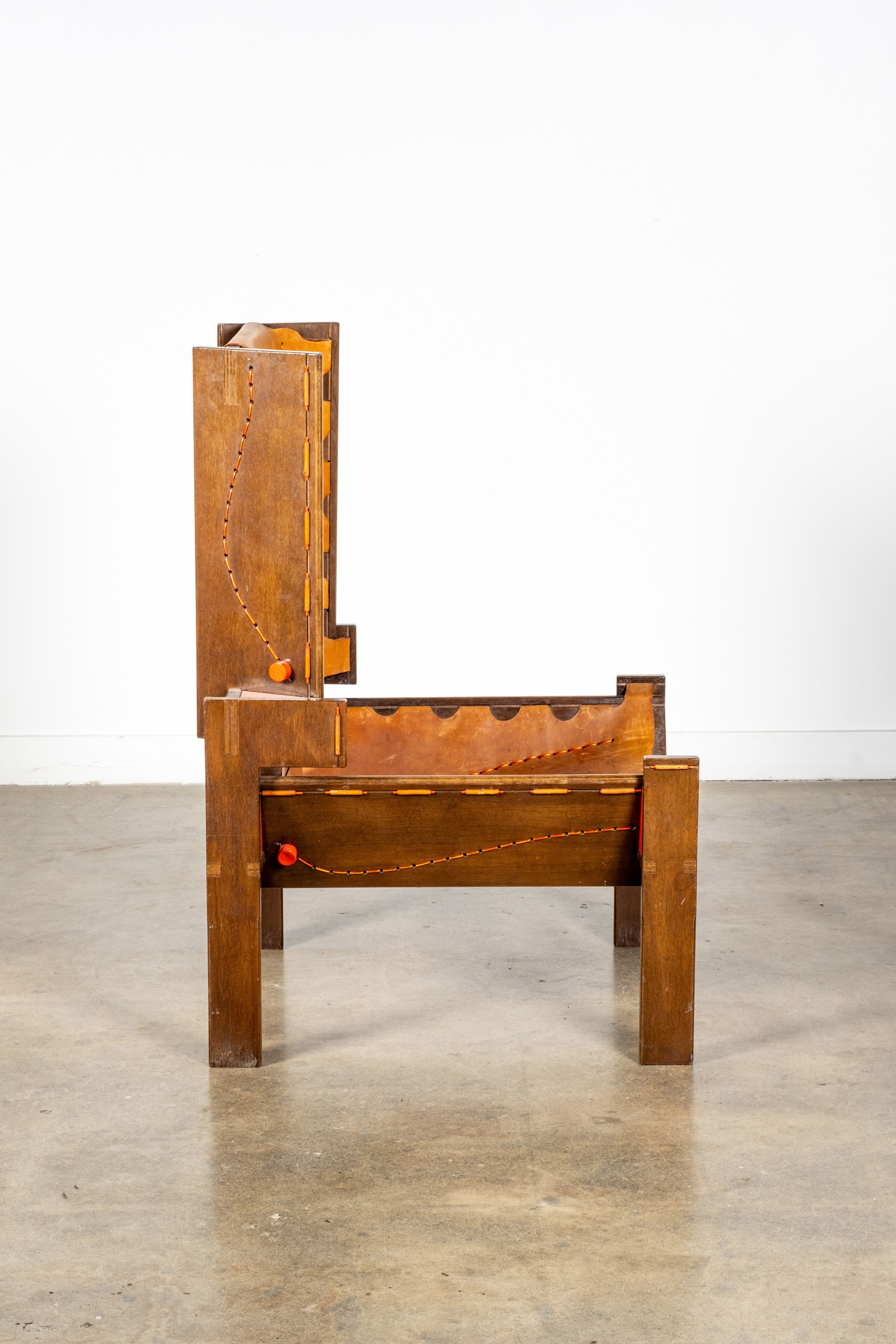 Brutalist Highback Leather Chair
