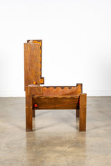 Brutalist Highback Leather Chair