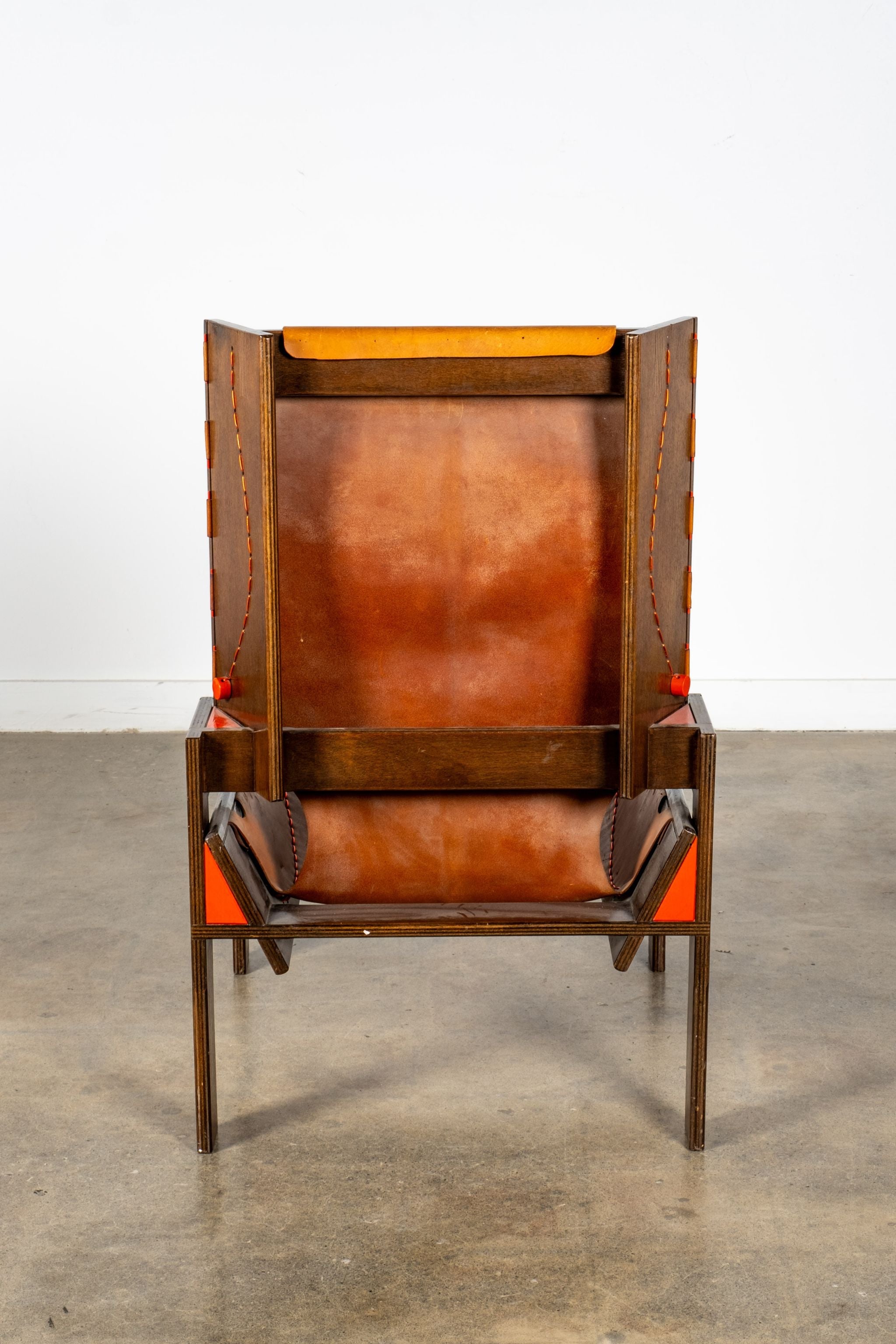 Brutalist Highback Leather Chair