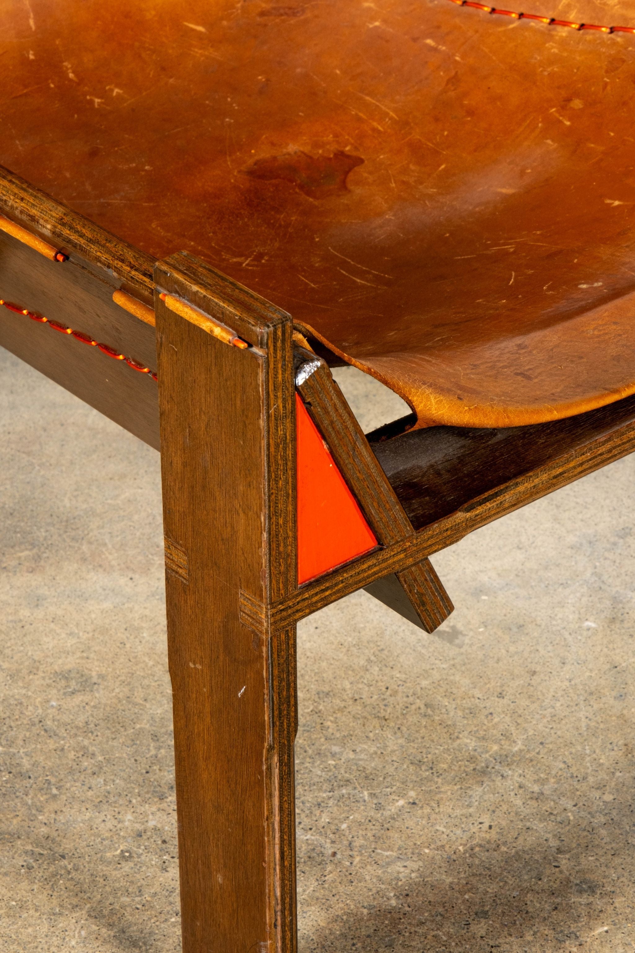 Brutalist Highback Leather Chair