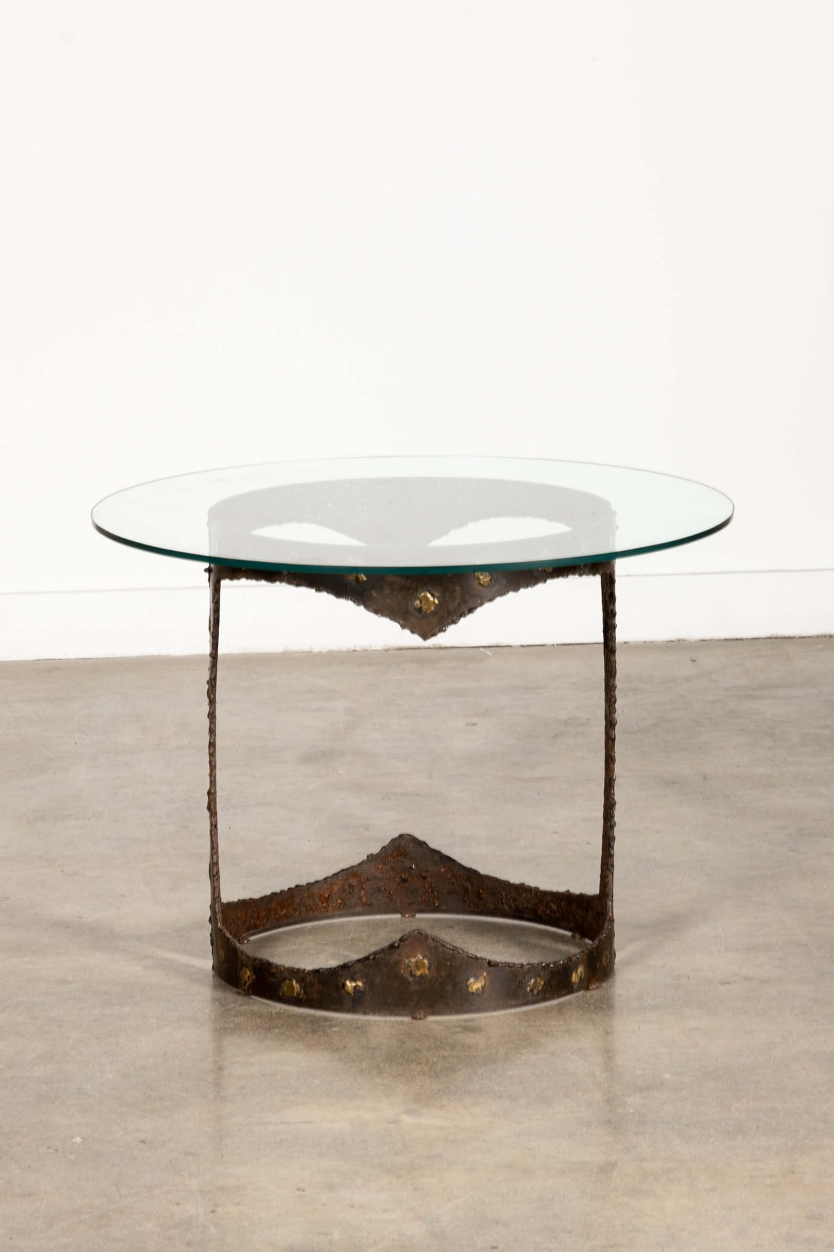 Brutalist Side Table with Glass Top