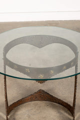 Brutalist Side Table with Glass Top