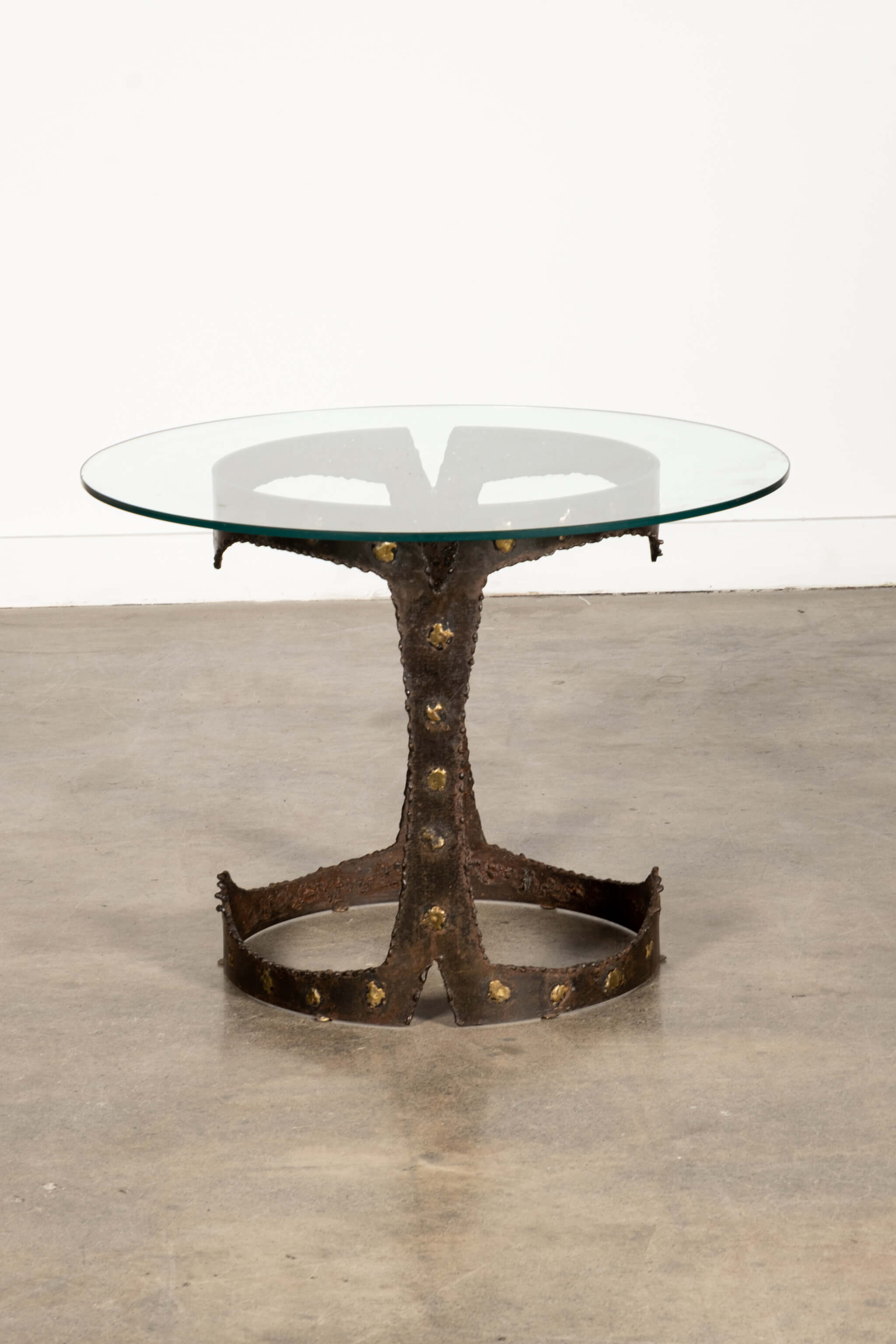 Brutalist Side Table with Glass Top