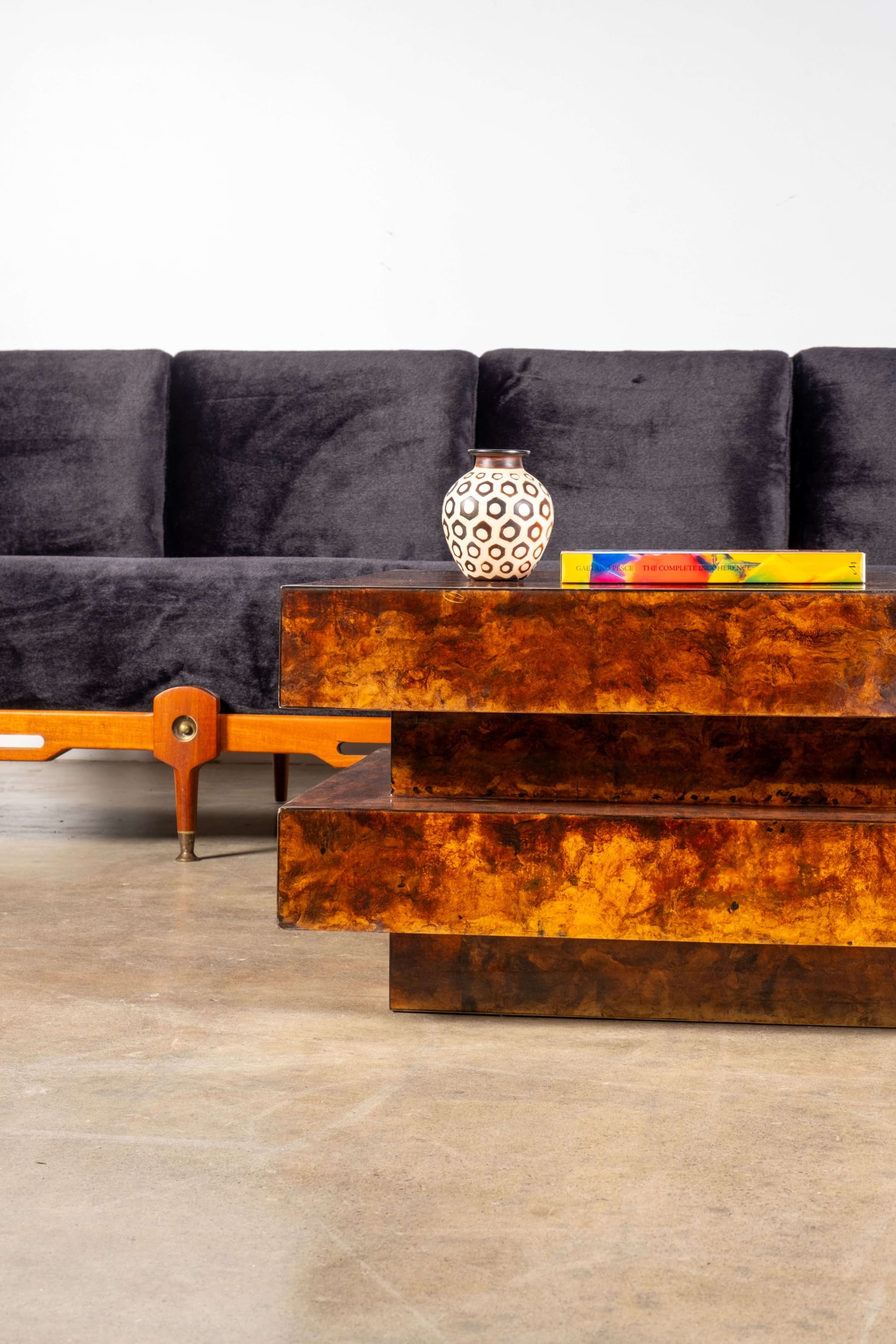 Burl Wood Coffee Table in the style of Aldo Tura