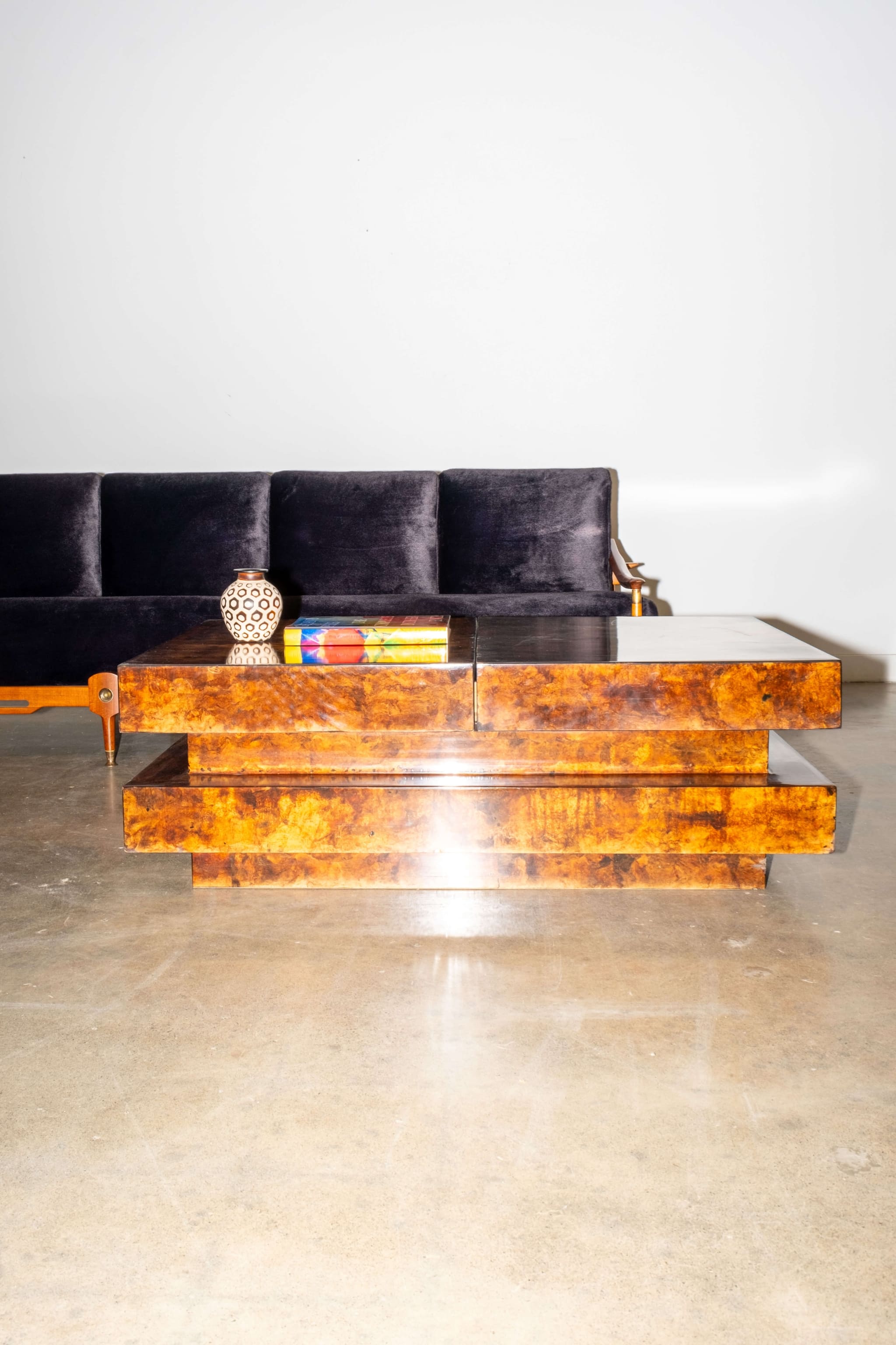 Burl Wood Coffee Table in the style of Aldo Tura