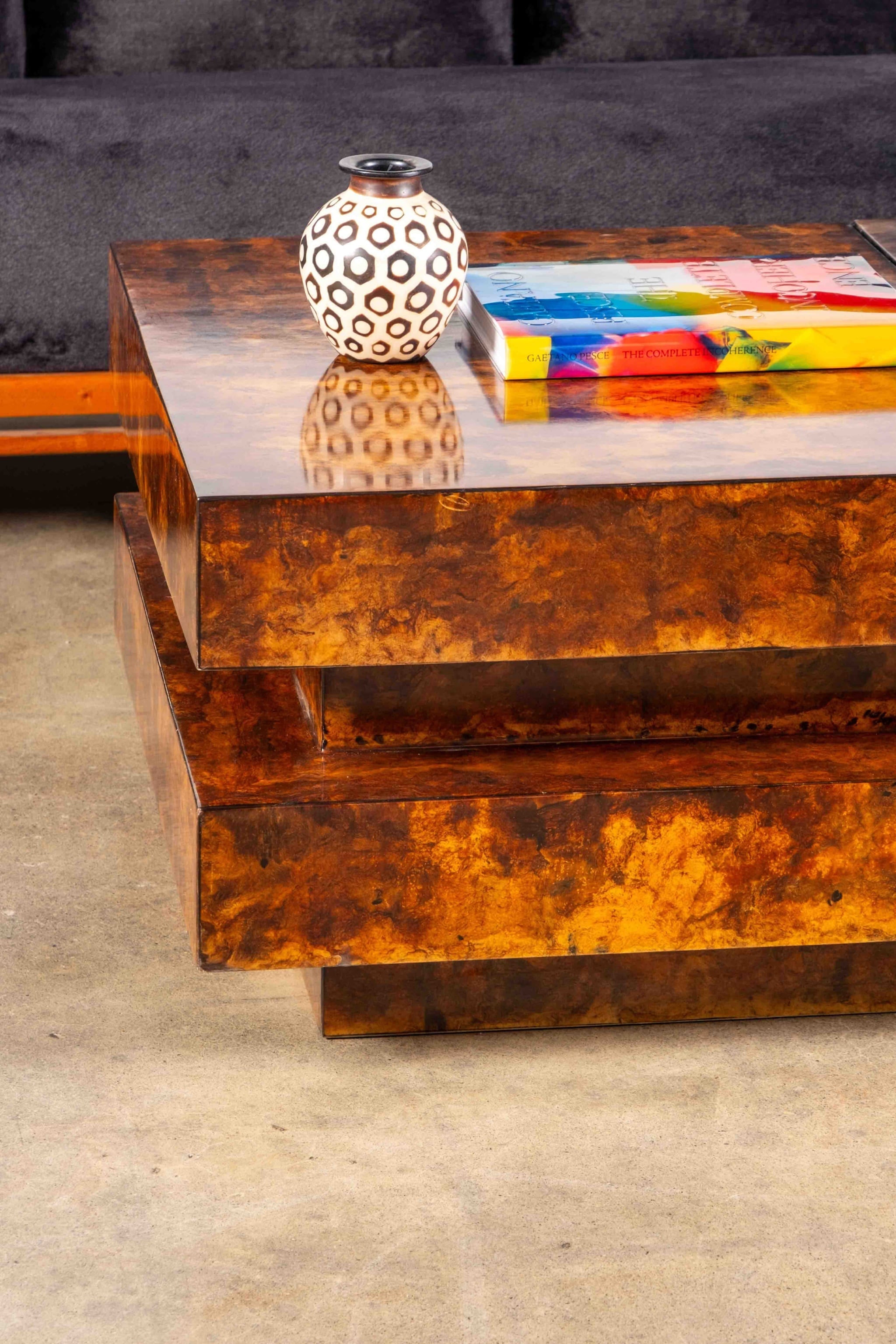 Burl Wood Coffee Table in the style of Aldo Tura