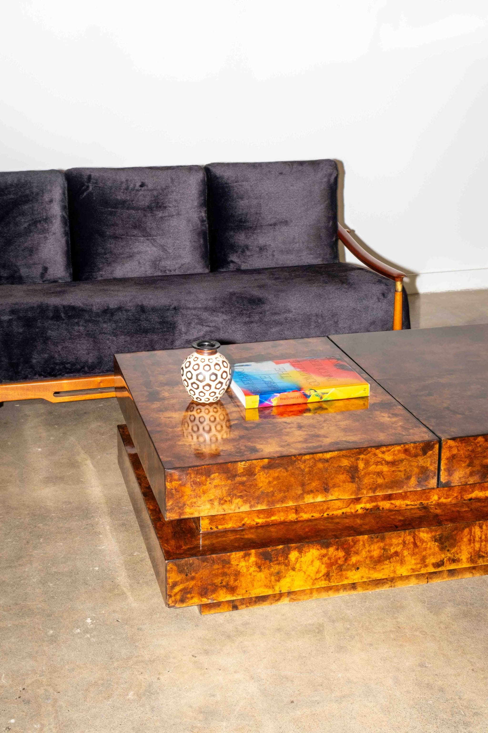 Burl Wood Coffee Table in the style of Aldo Tura