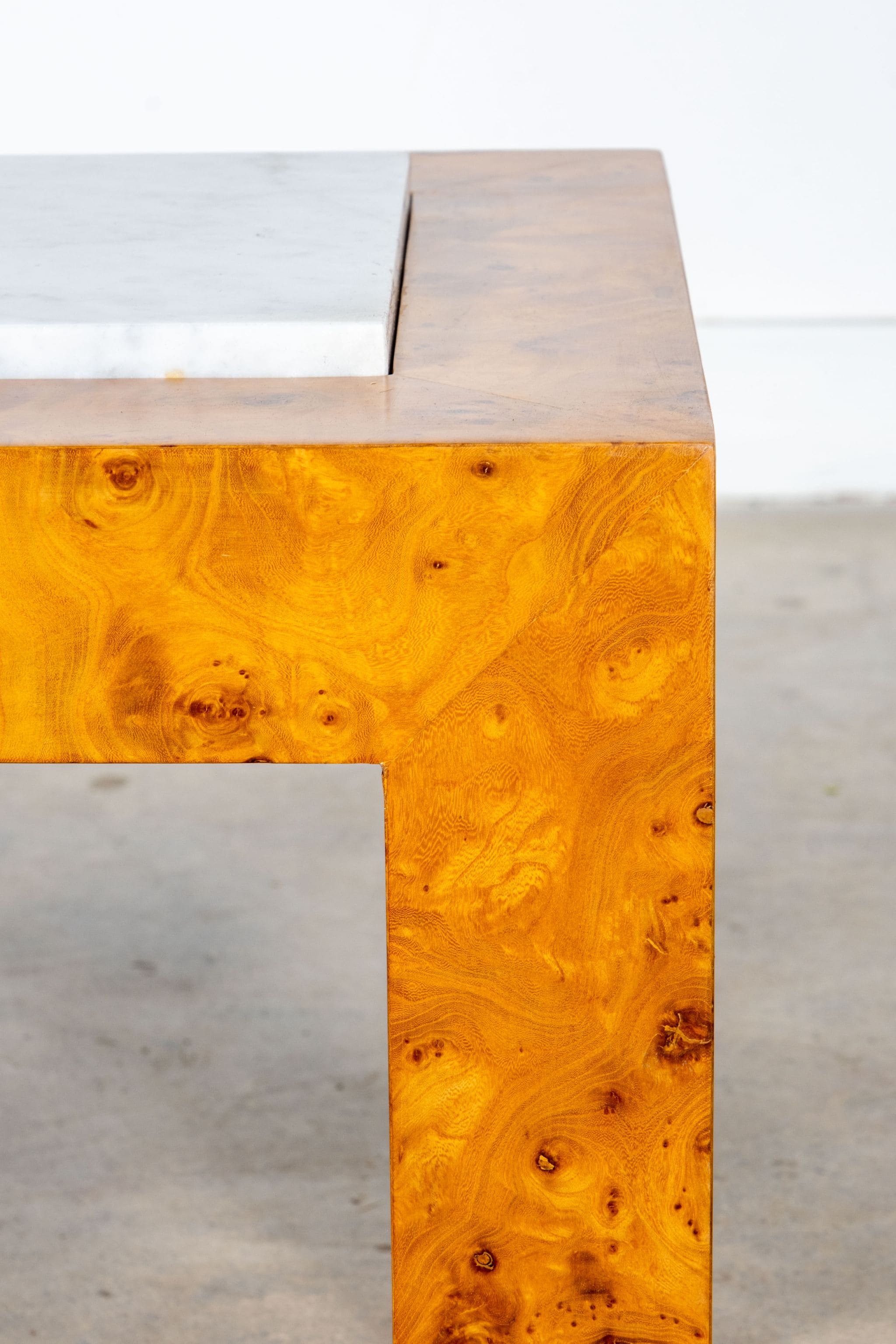 Burl and Marble Side Table