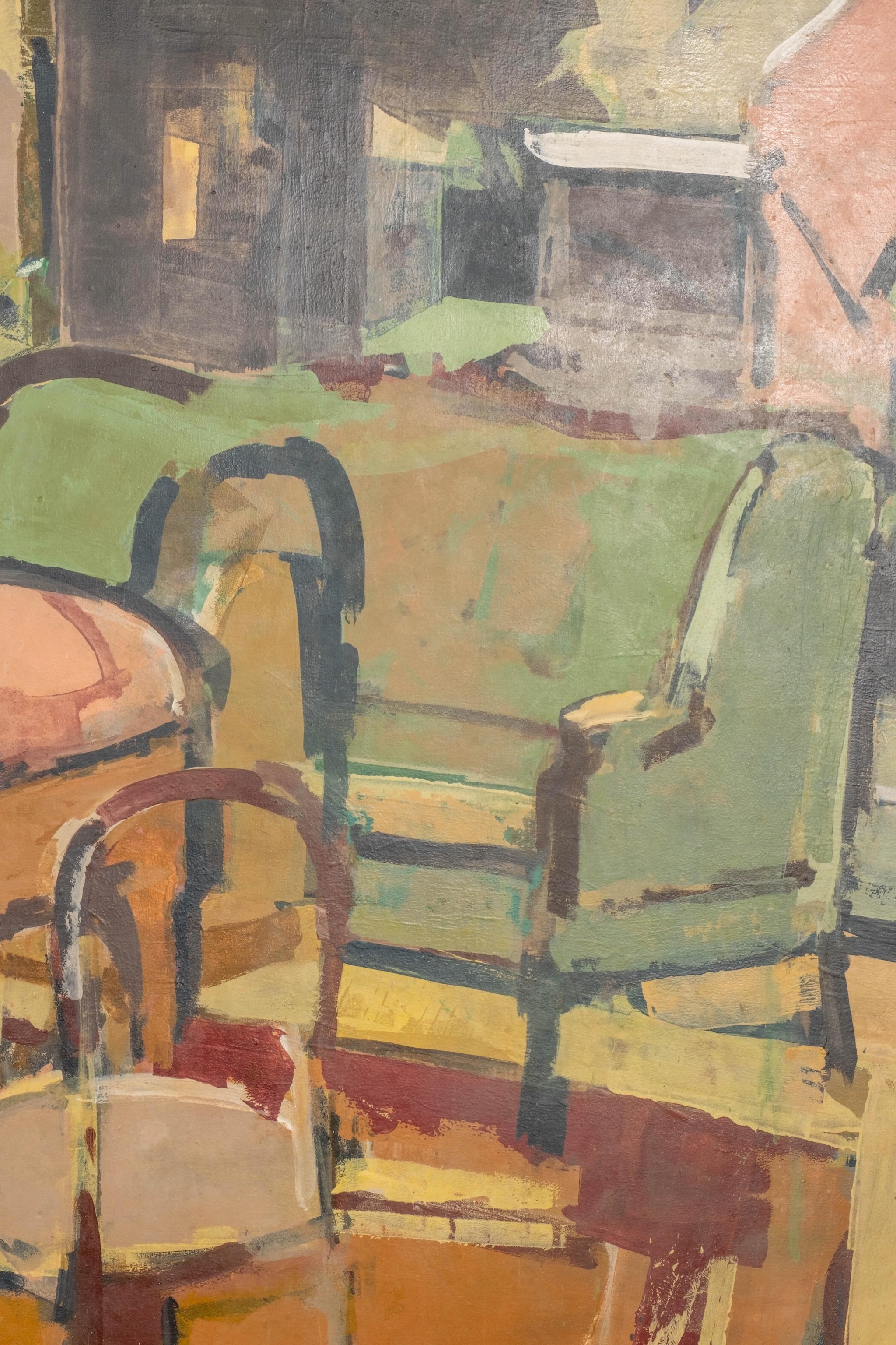 "Corner of Room", Abstract Painting in Original Frame
