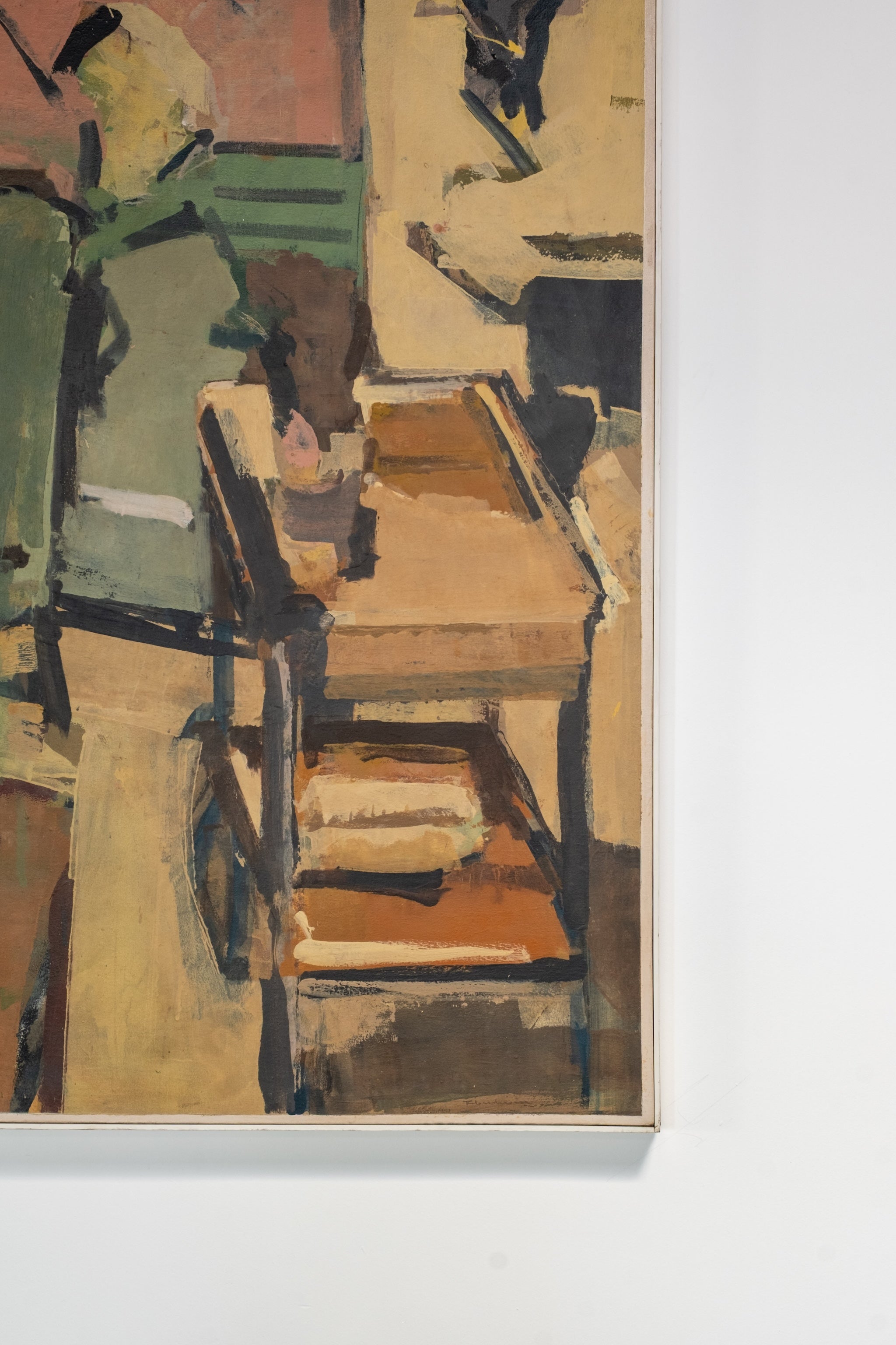 "Corner of Room", Abstract Painting in Original Frame