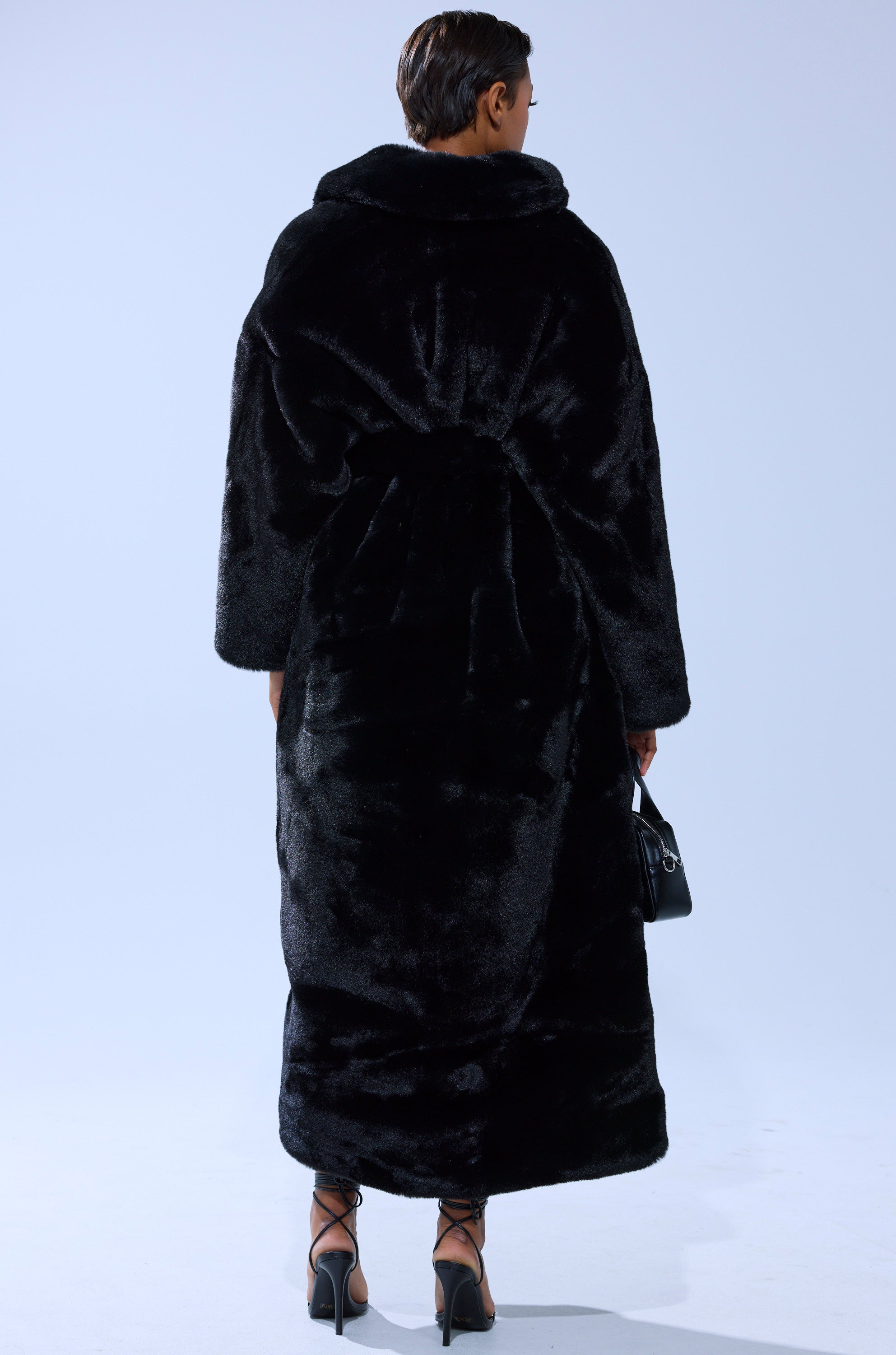 DAYANNE LONG SATIN LINING FAUX FUR TRENCH COAT