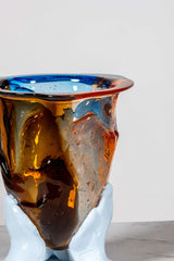 Amazonia Vase (Small), Pink, Light Blue, Brown and Matte Pastel Blue