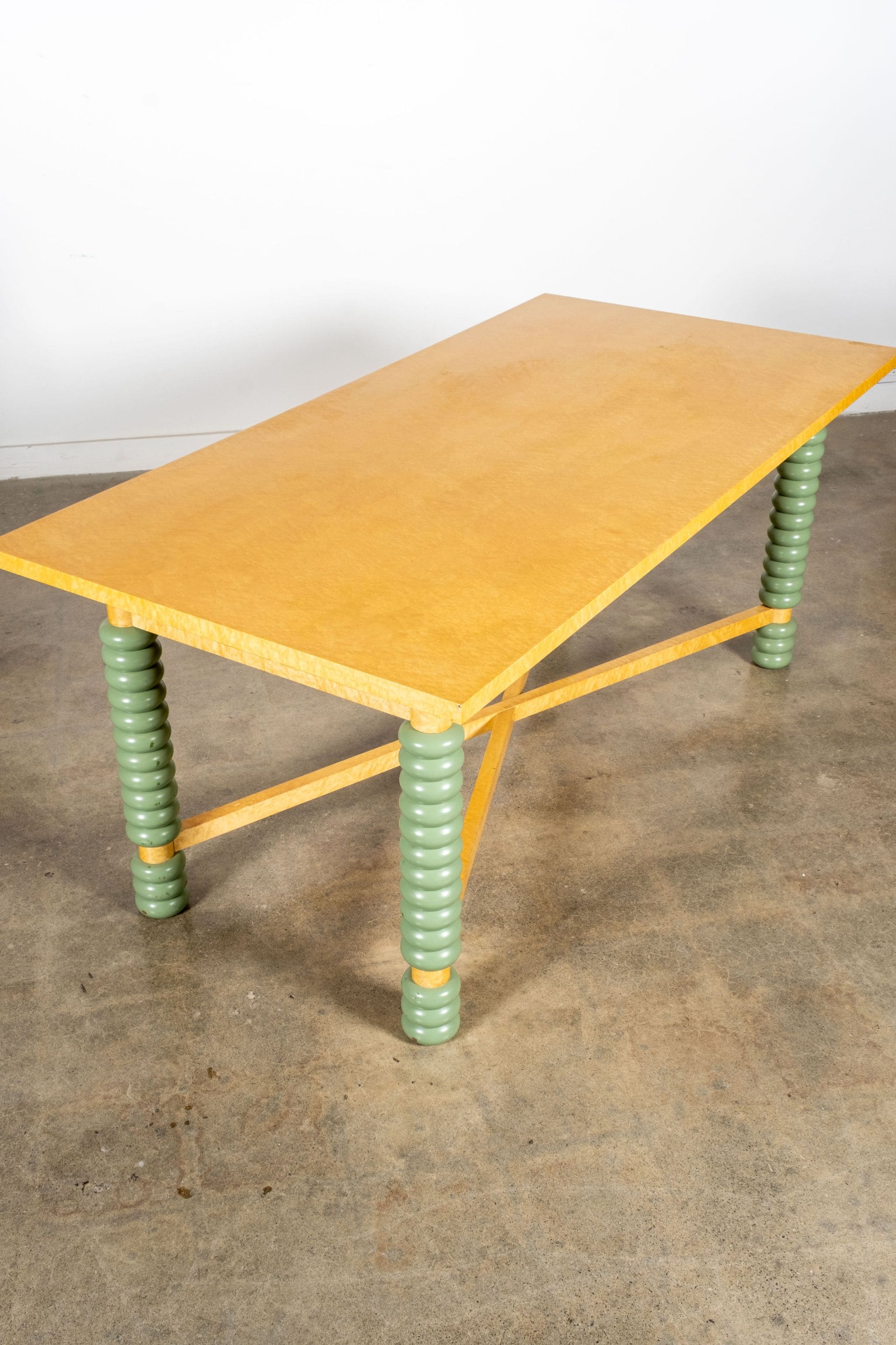 1970s Italian Dining Table with Turned Wood Legs