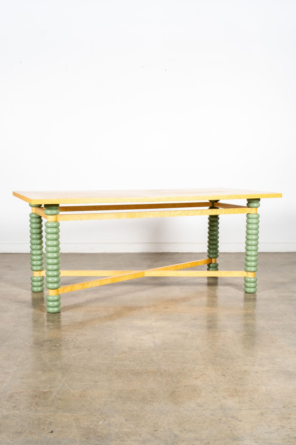 1970s Italian Dining Table with Turned Wood Legs