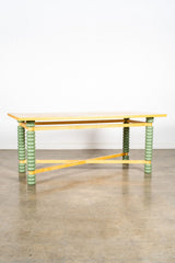 1970s Italian Dining Table with Turned Wood Legs