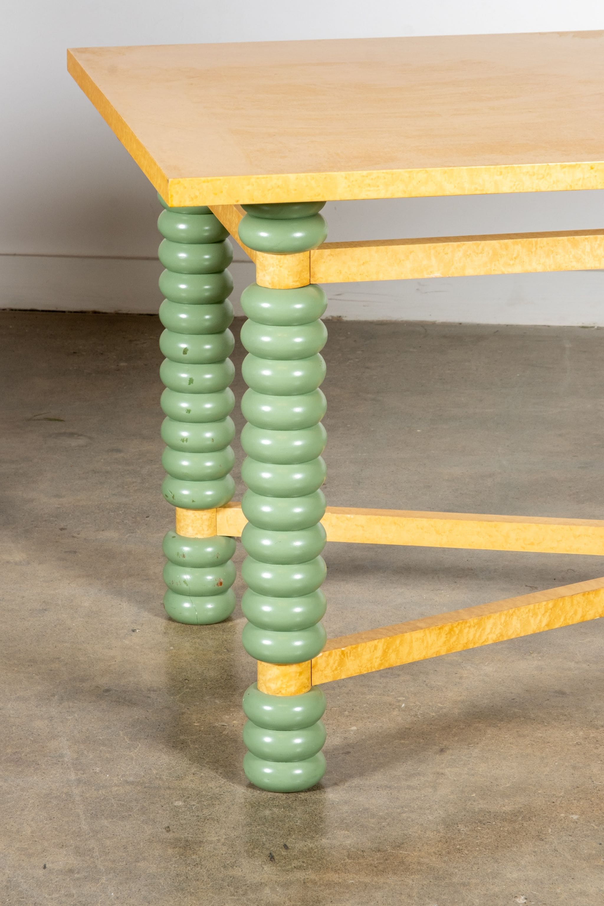 1970s Italian Dining Table with Turned Wood Legs