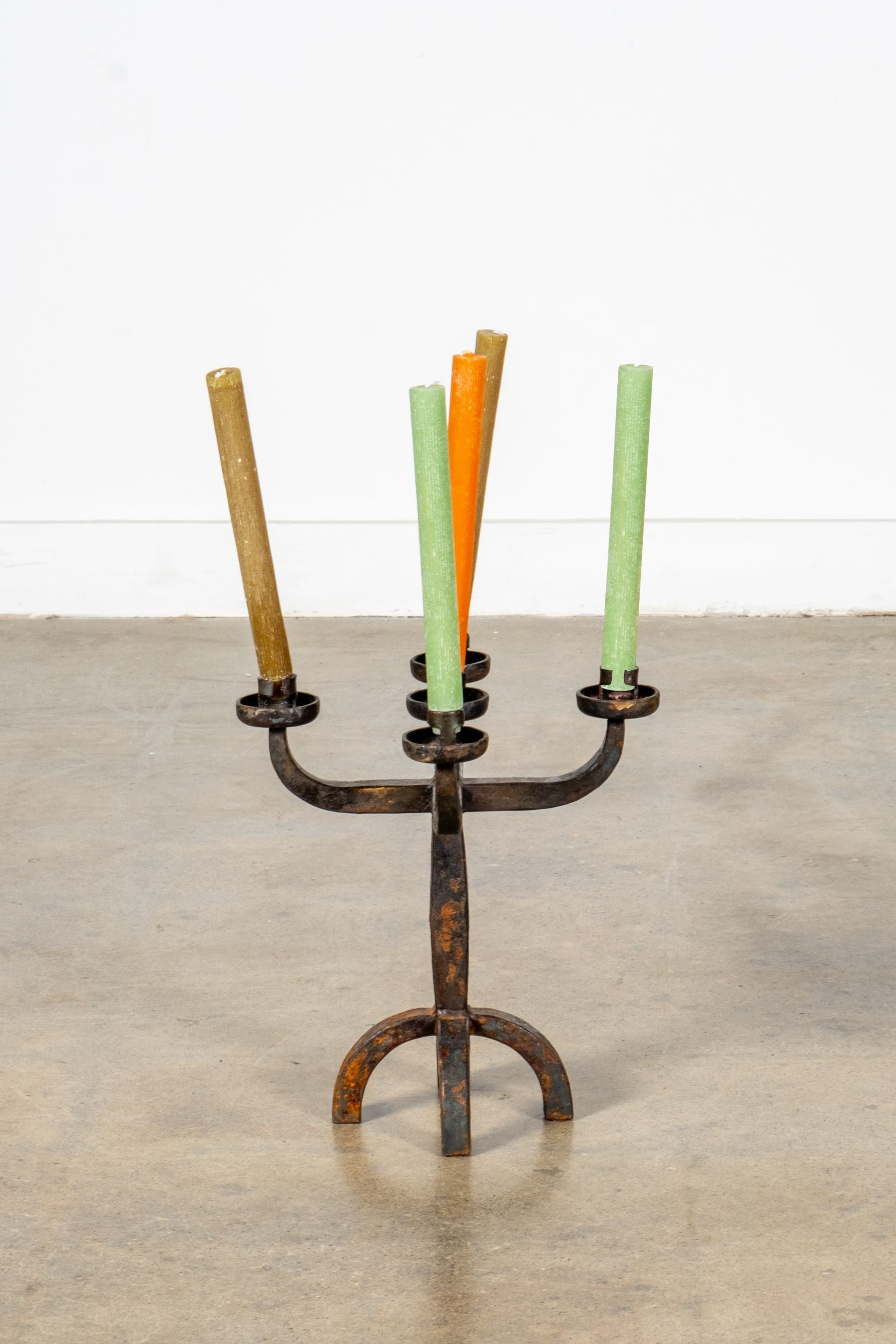 1930s Forged Iron Candle Holder