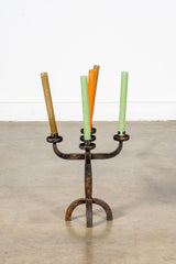 1930s Forged Iron Candle Holder