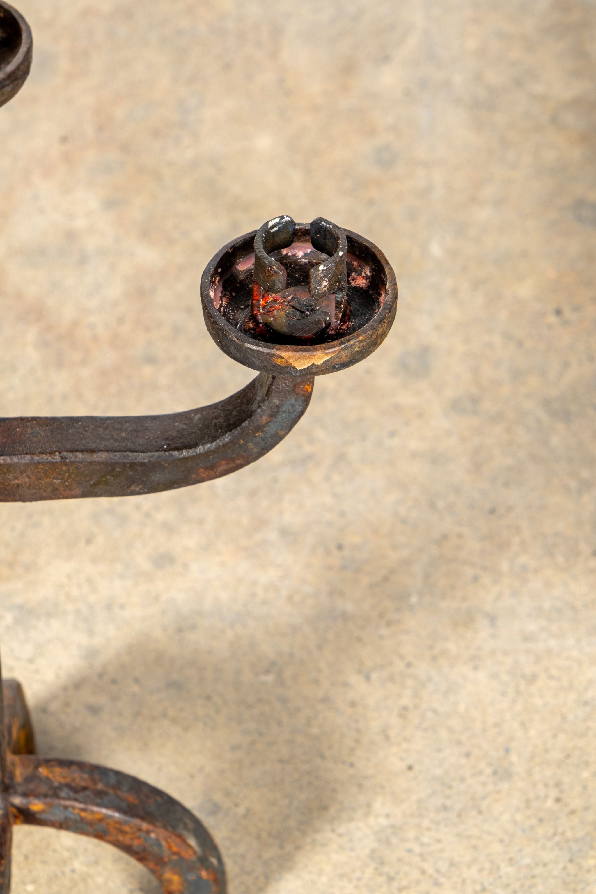 1930s Forged Iron Candle Holder