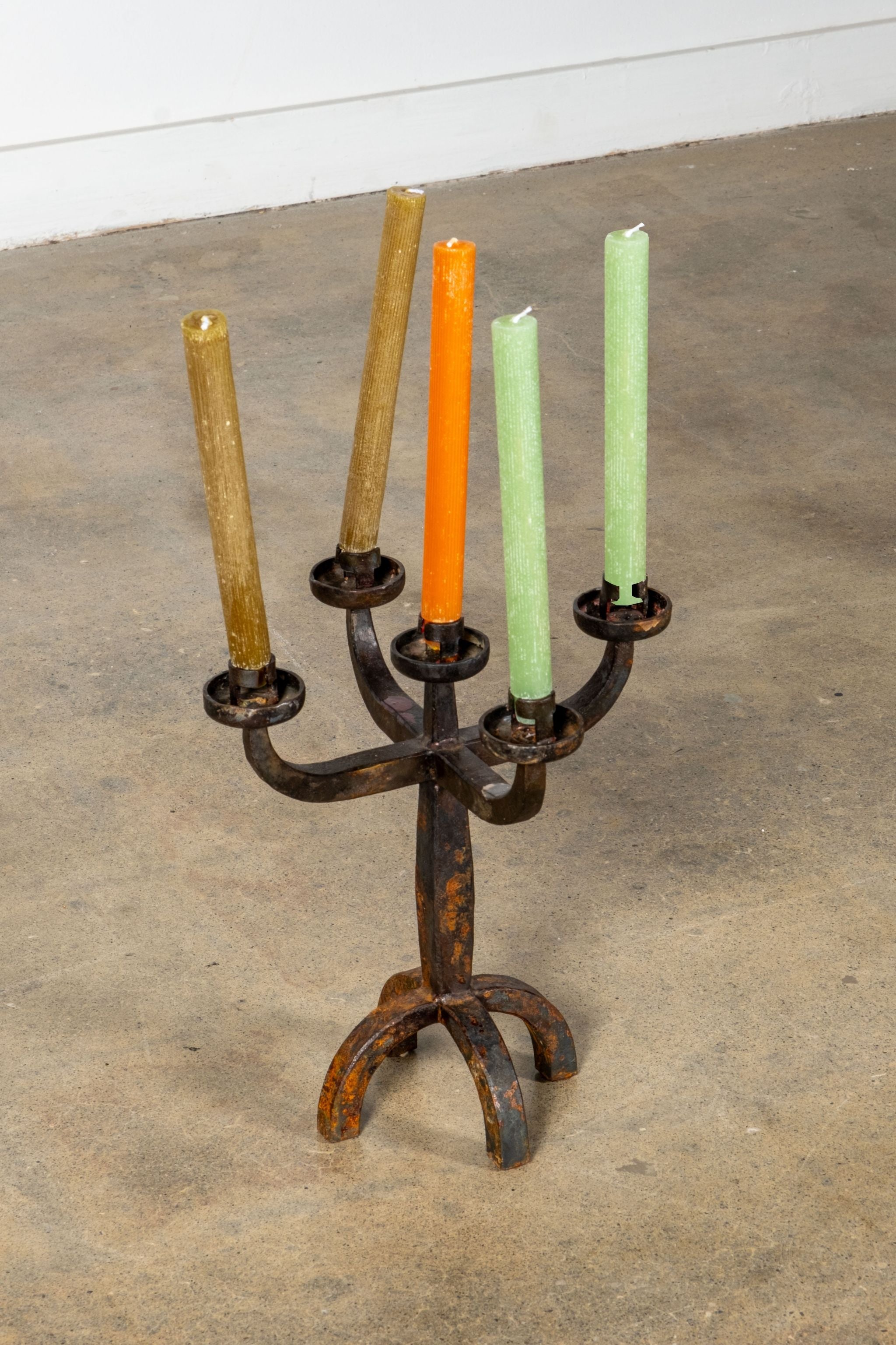 1930s Forged Iron Candle Holder
