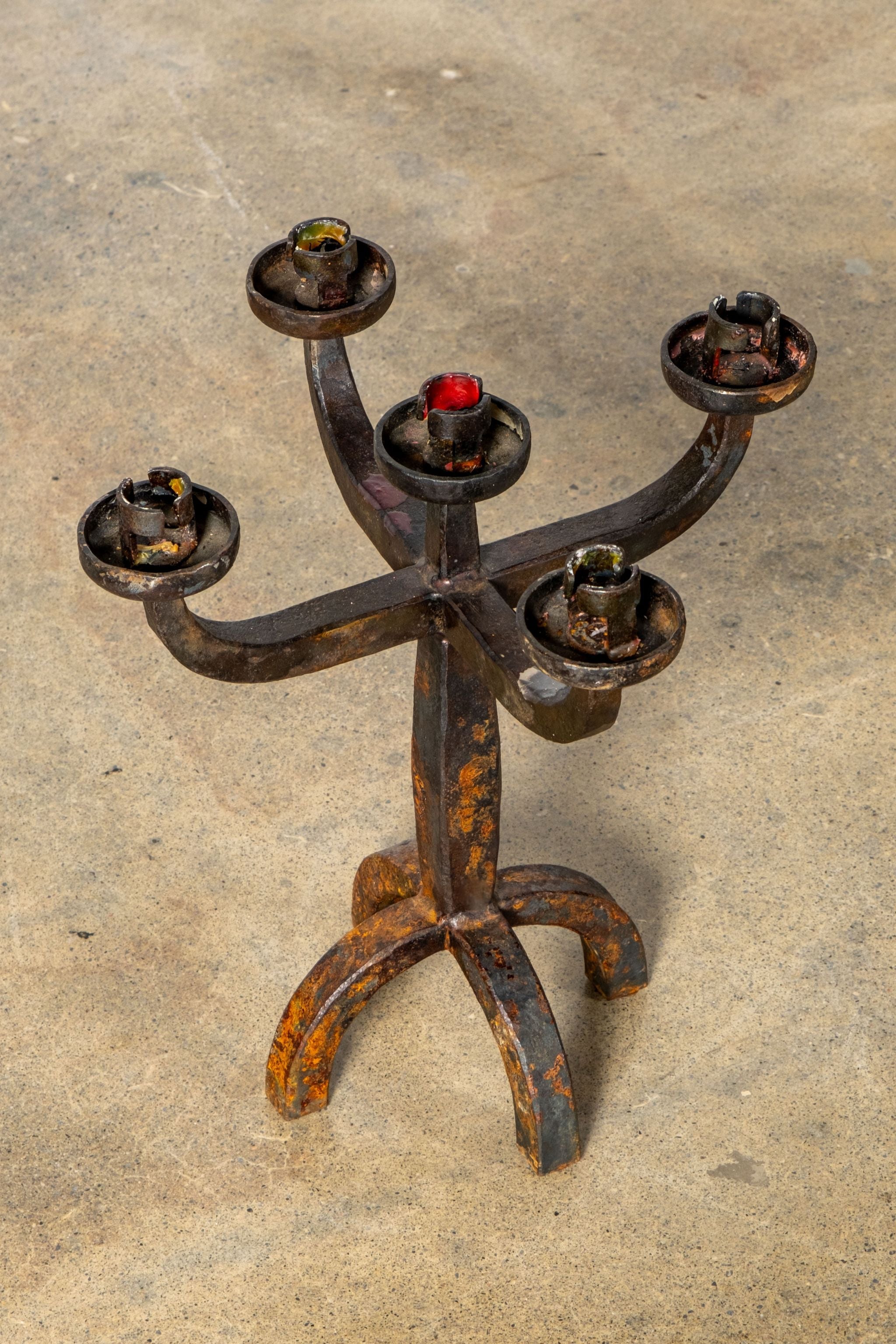 1930s Forged Iron Candle Holder
