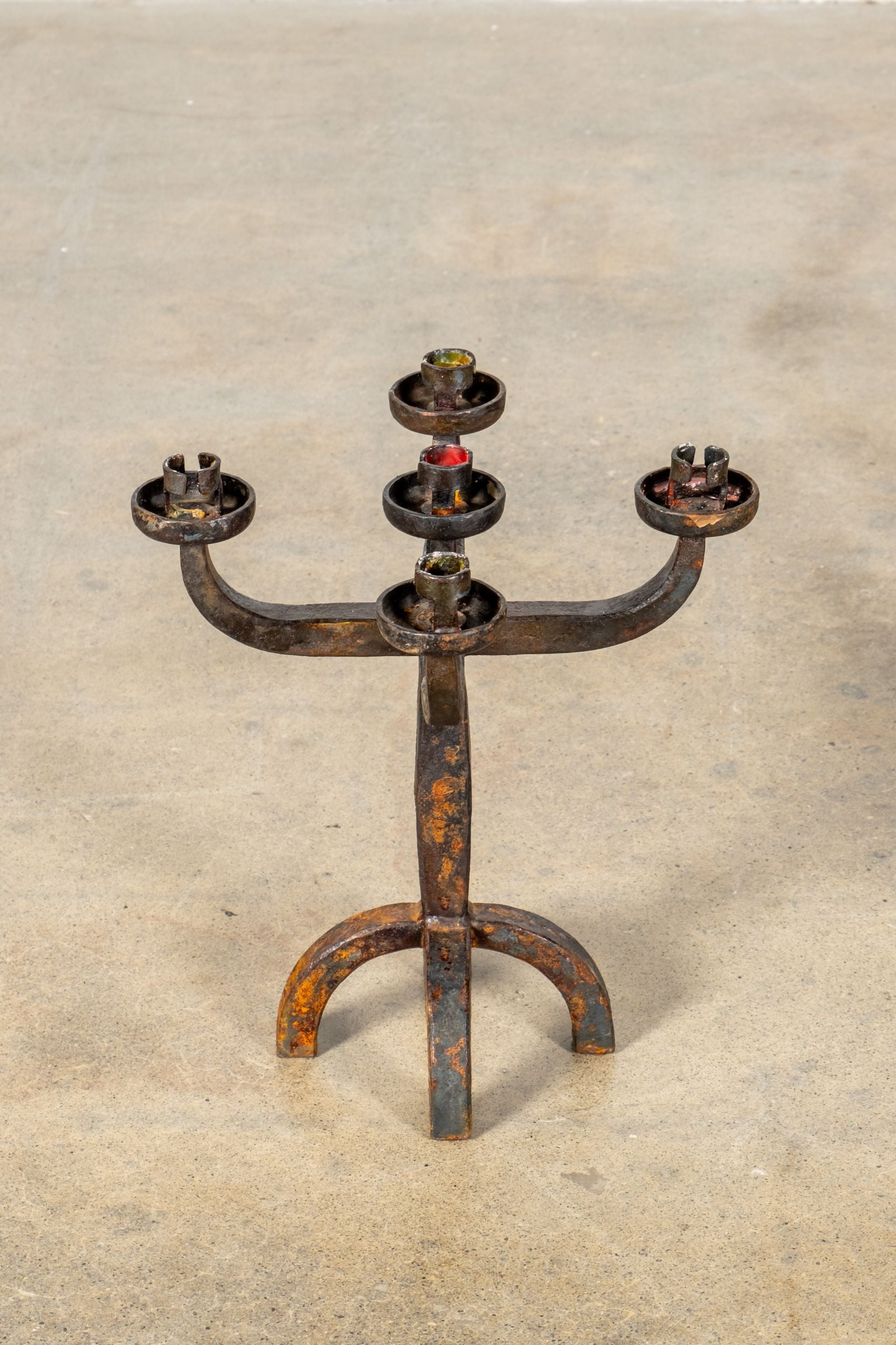 1930s Forged Iron Candle Holder