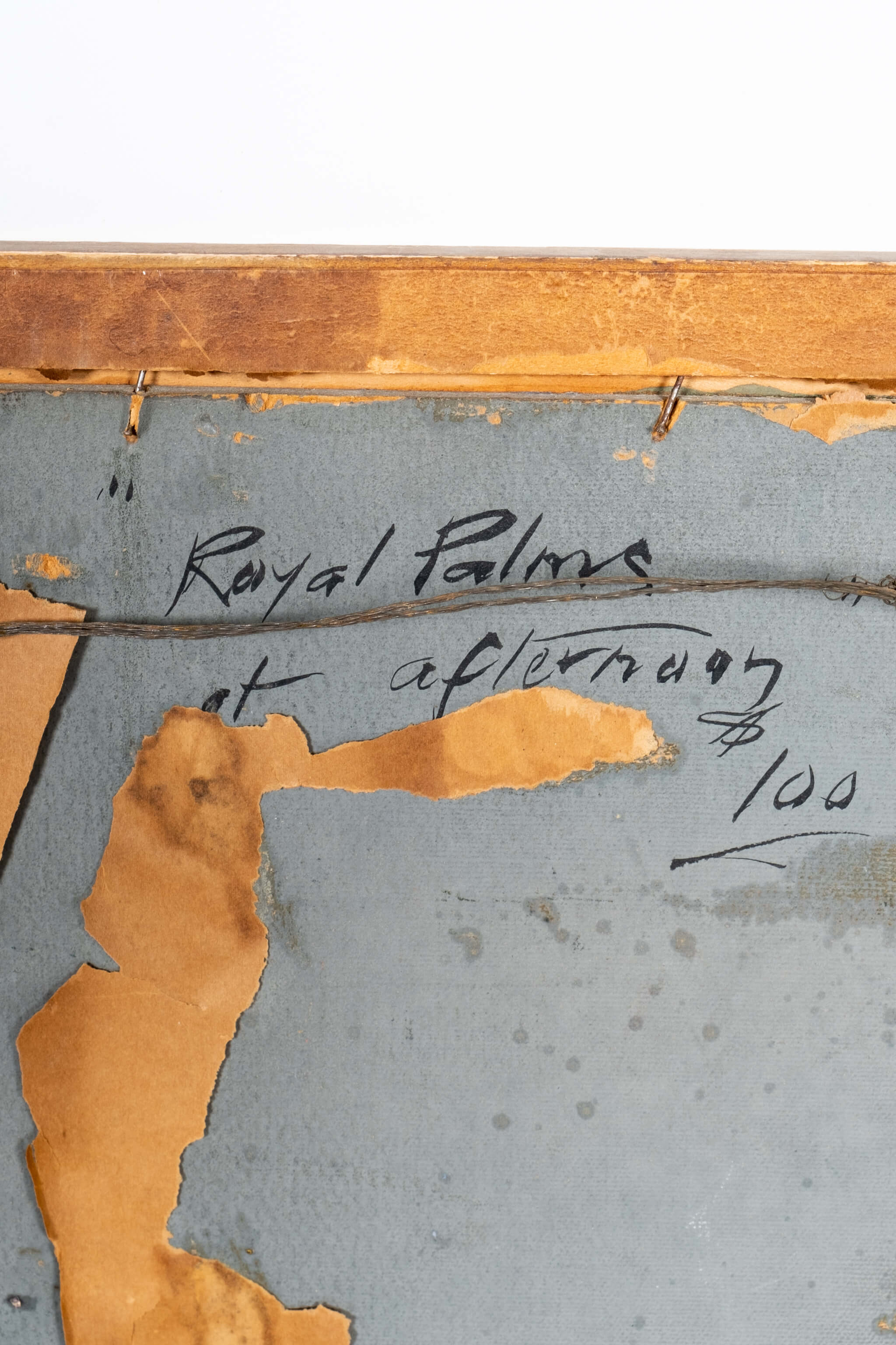 "Royal Palms", 1920s Oil Painting in Gold Frame