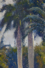 "Royal Palms", 1920s Oil Painting in Gold Frame
