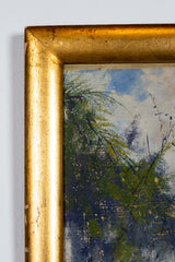 "Royal Palms", 1920s Oil Painting in Gold Frame