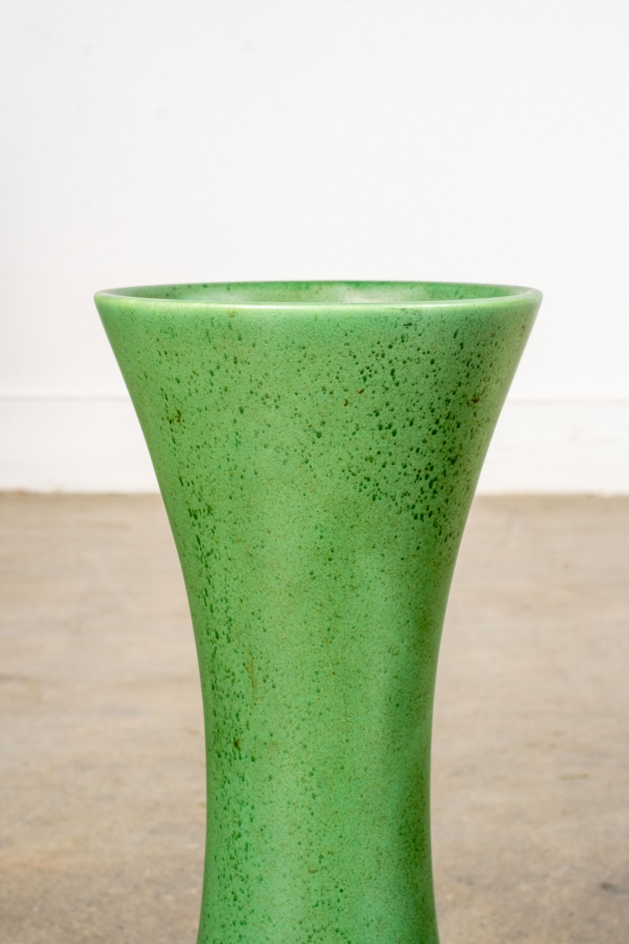 1980s Fluted Green Vase