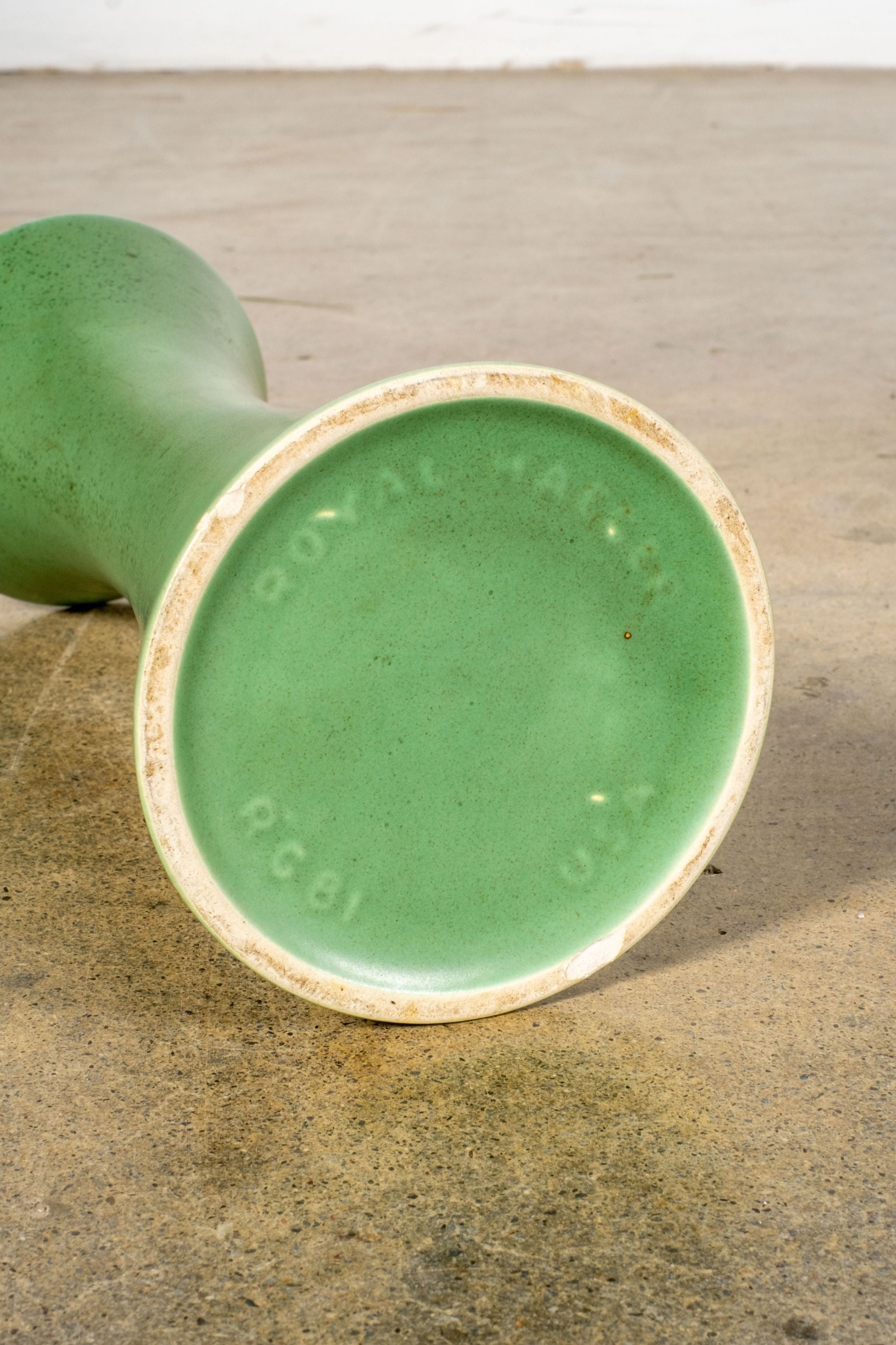 1980s Fluted Green Vase
