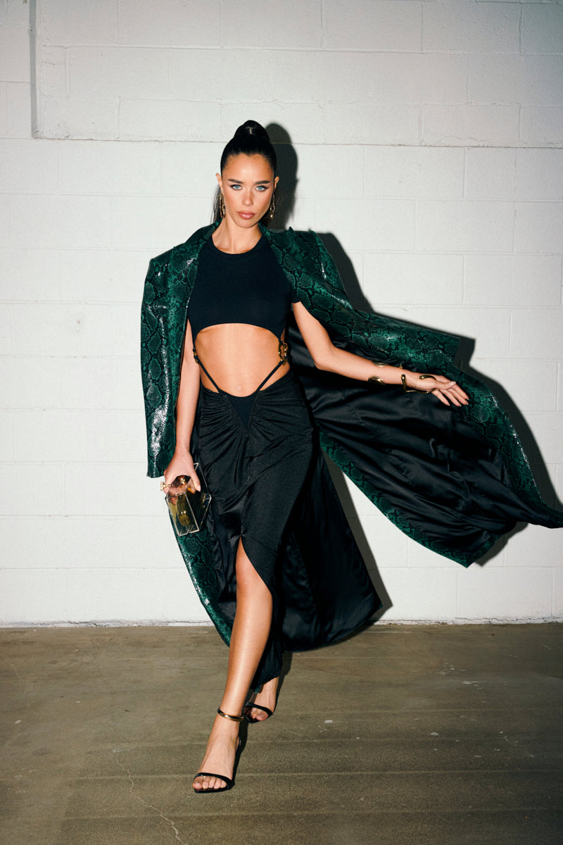 INCOGNITO SNAKE PRINT TRENCH IN GREEN