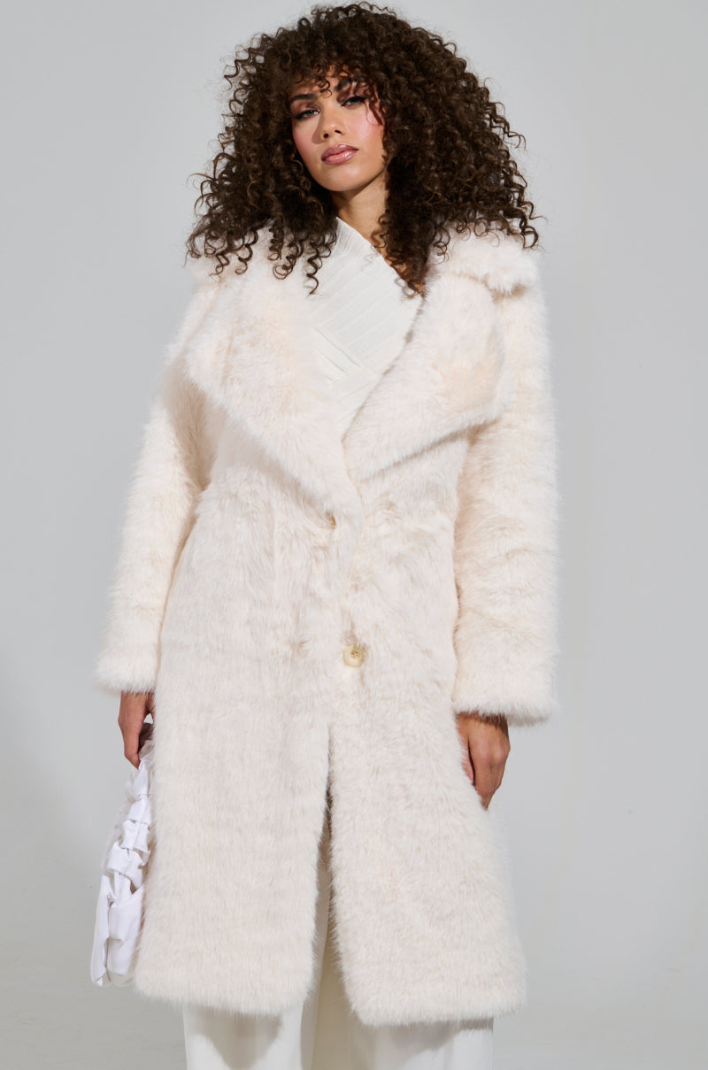 LENOX FAUX FUR TRENCH IN IVORY