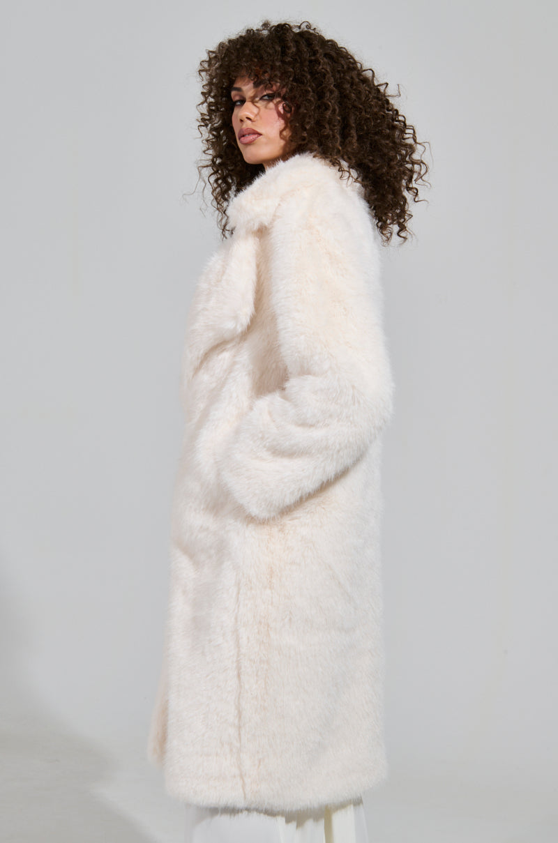LENOX FAUX FUR TRENCH IN IVORY