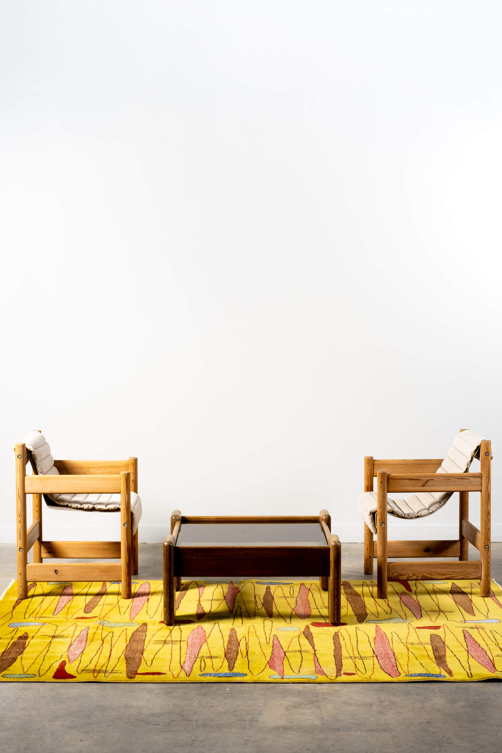 Belgian Pine Chair with Vintage Linen Sling Seat