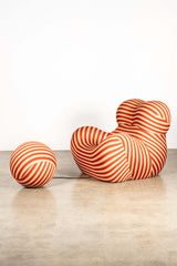 La Mamma' Up 5/6 Lounge Chair & Ottoman, Red Stripe