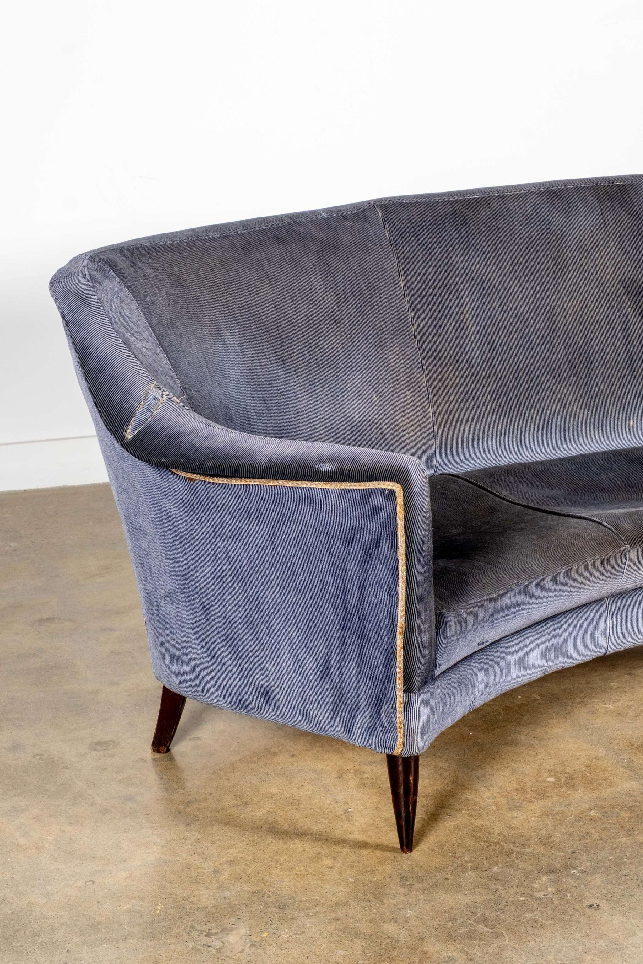1950s Low Curved 3-Seater Sofa